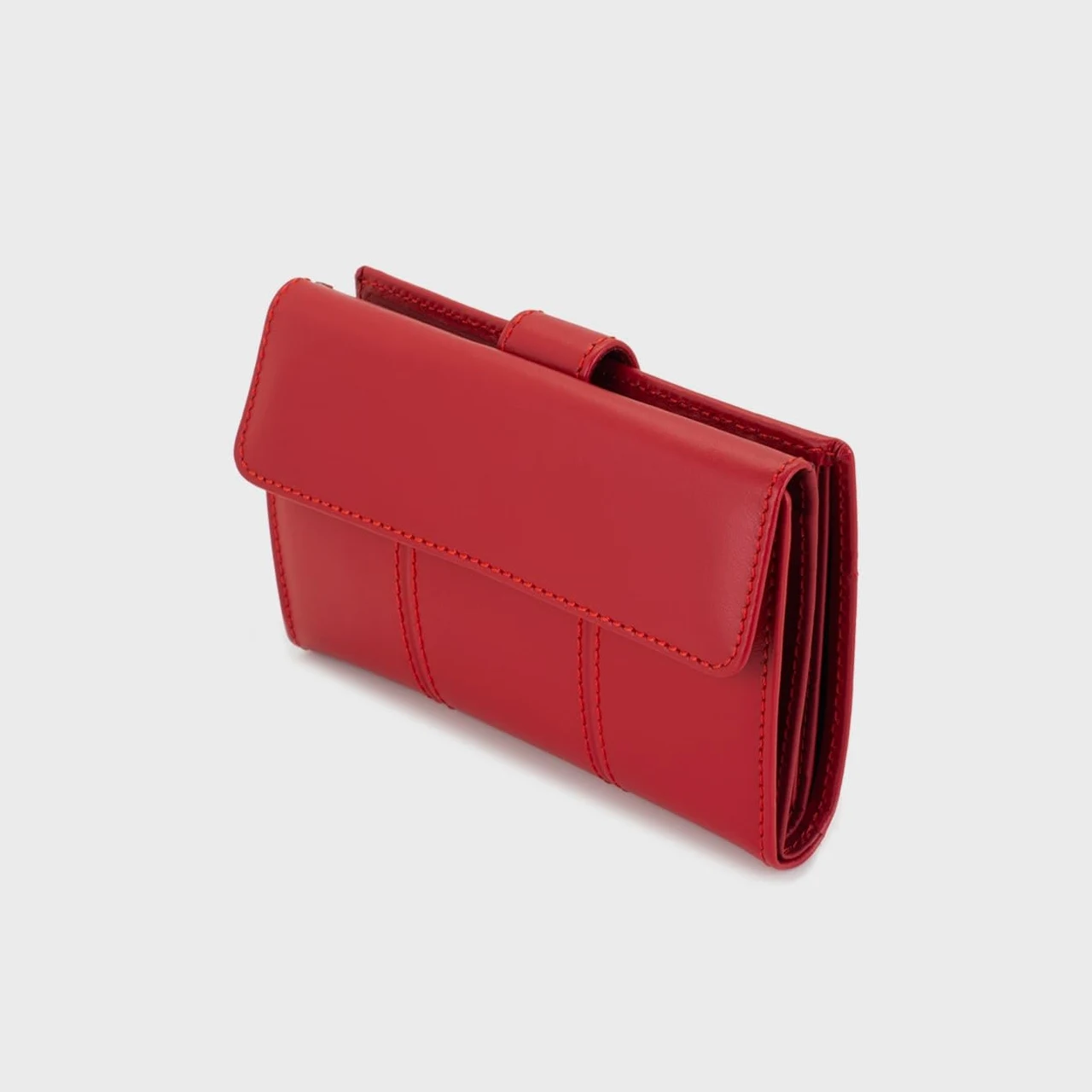 Portfel damski ze skóry bydlęcej elegancki portfel premium ręcznie wykonany w Ubrique, Hiszpania Kolekcja PS, Czerwone, Pequeño - 14.5cm, Klasyczny