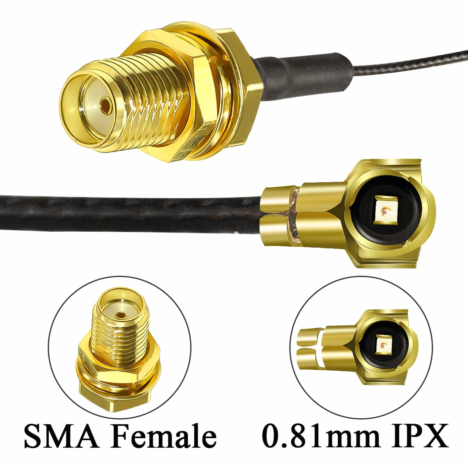 TUOLNK Gniazdo SMA na U.fl IPX kabel koncentryczny gniazdo SMA gniazdo Bulkhead na UFL MHF4 Pigtail WiFi przedłużacz anteny 0,81 mm IPX Pigtail kabel koncentryczny 12 cali (30 cm) 5 sztuk