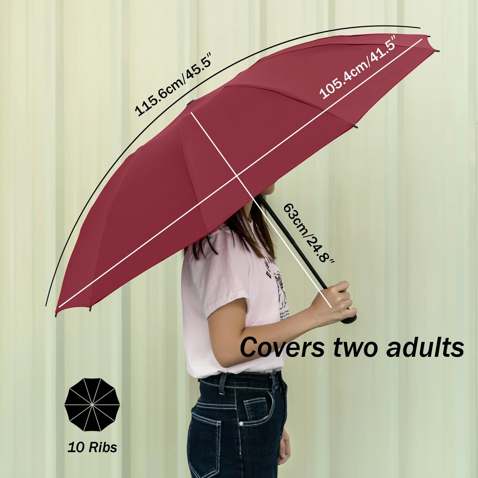Kompaktowy parasol wiatroszczelny mocny – automatyczne wiatroszczelne odwrócone parasole dla mężczyzn i kobiet, powłoka teflonowa 210T o rozpiętości 105 cm, 10 dużych parasoli