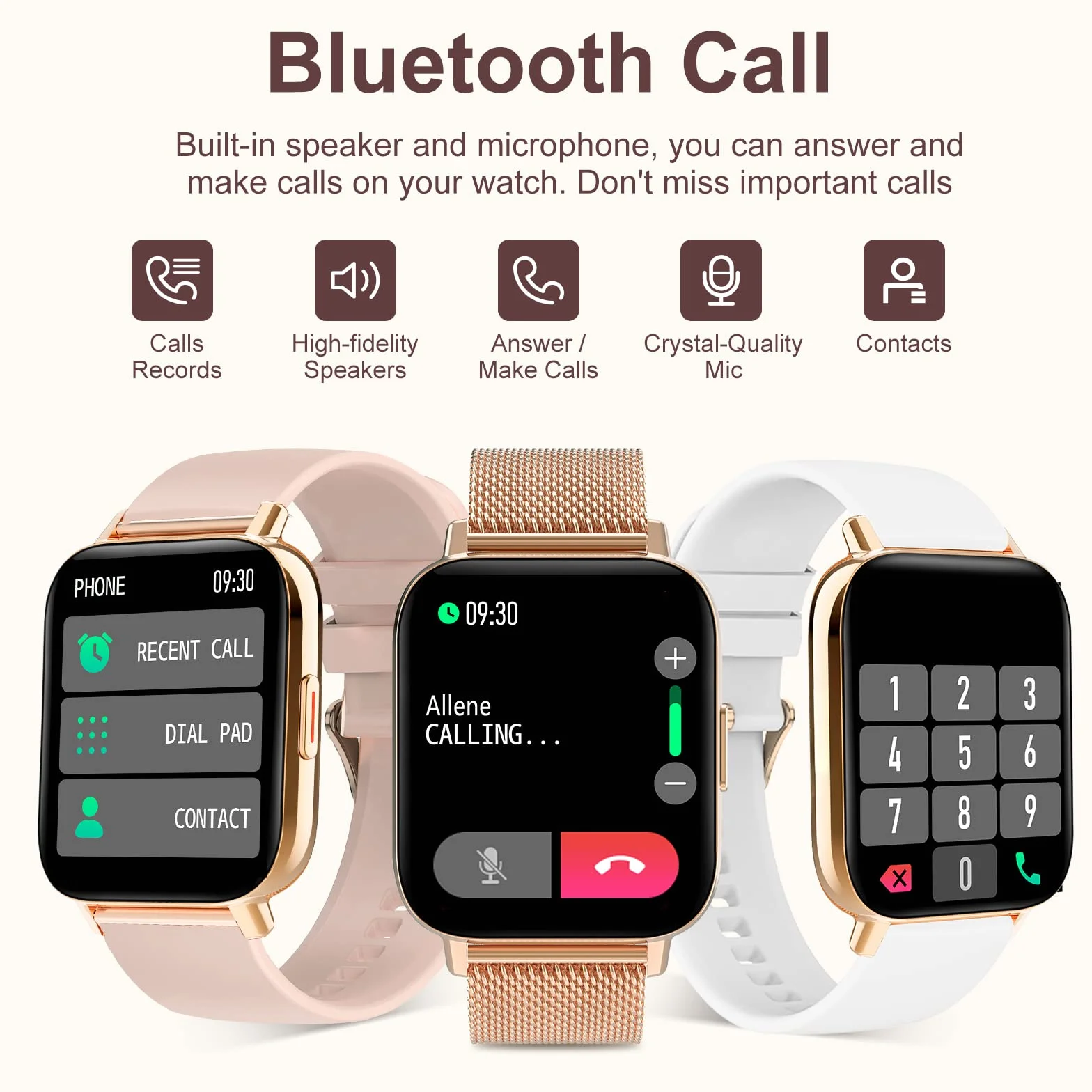 Smartwatch Damski z Pomiar Tętna, SpO2, Krokomierz, 8 Trybów Sportowych, Android iOS