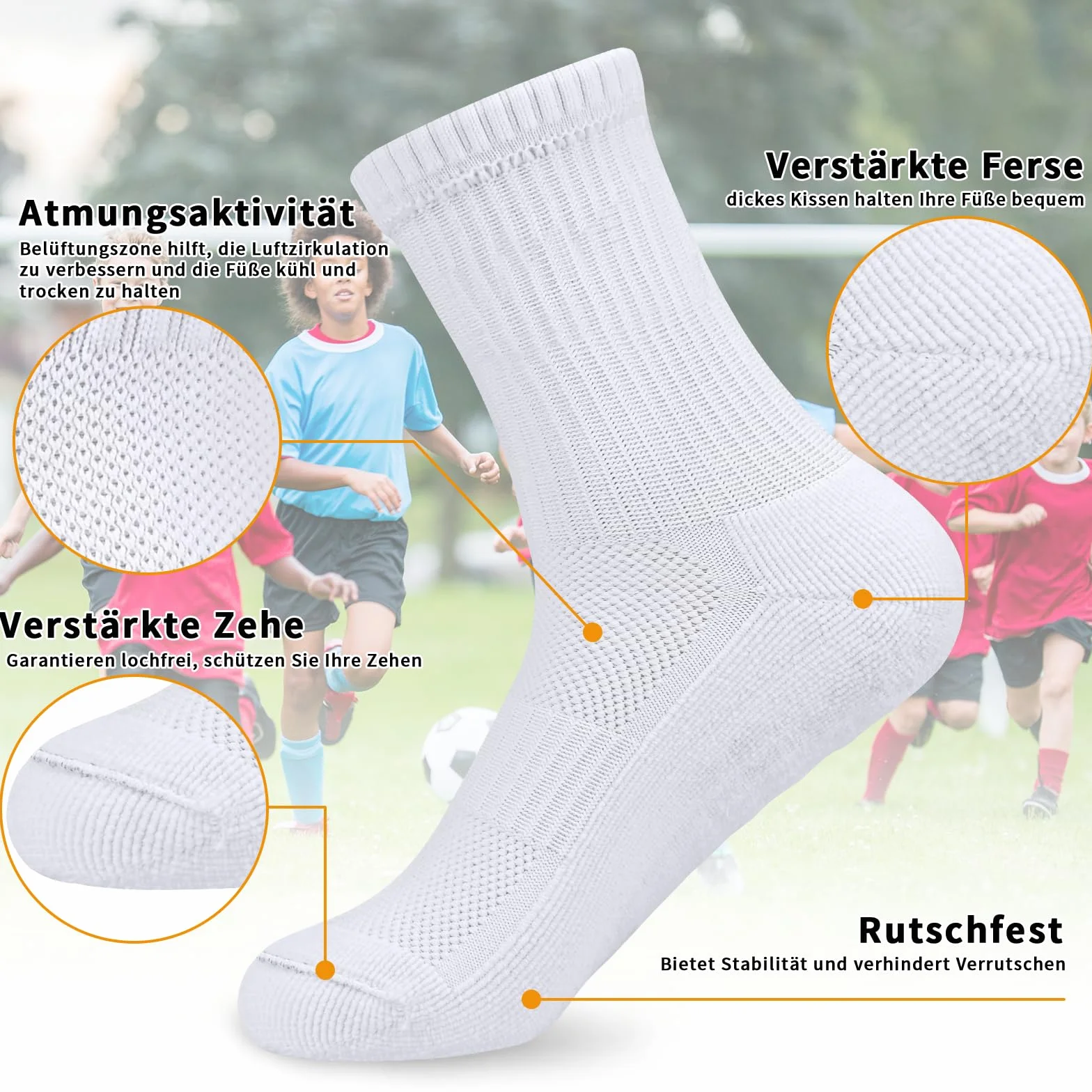 3 pary antypoślizgowych skarpet piłkarskich dla dzieci, antypoślizgowe skarpety sportowe, skarpety piłkarskie dla chłopców, rozmiar 31-34/35-38
