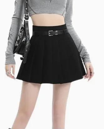 Damskie Letnie W Jednolitym Kolorze Z Wysokim Stanem Casual College Style Plisowana SpóDnica A Line
