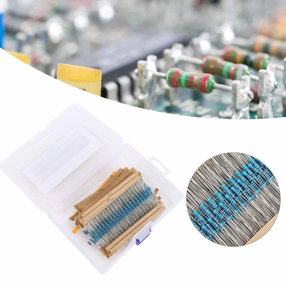Zestaw 1460 rezystorów 1/4W 1% metalowych 73 wartości od 1 Ohm do 1 MOhm DIY elektronika prototypowanie dla projektów majsterkowania i eksperymentów