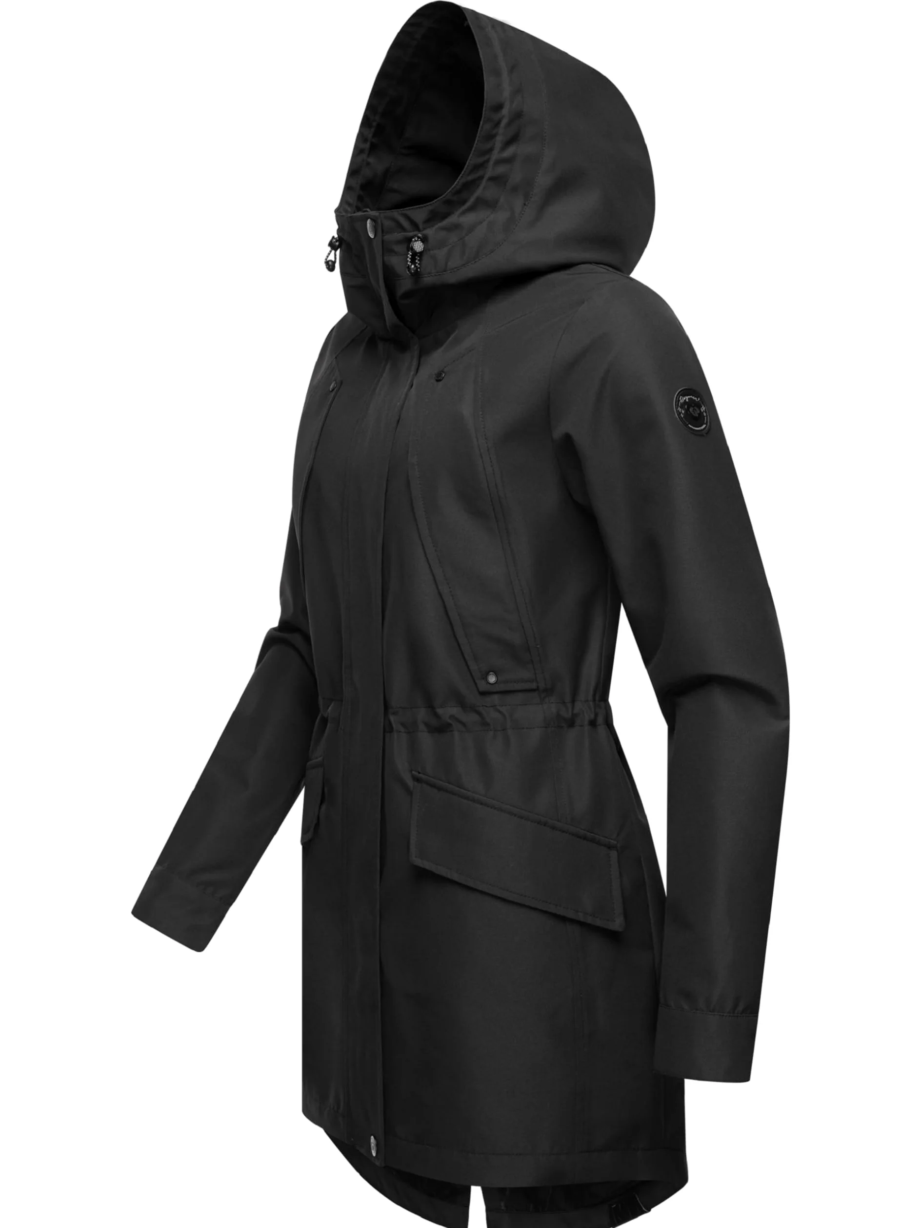 Ragwear Lekka damska parka przejściowa, długi płaszcz przeciwdeszczowy, wodoszczelny (słup wody 11 000 mm), oddychający, z dużym kapturem, Begonia XS-6XL
