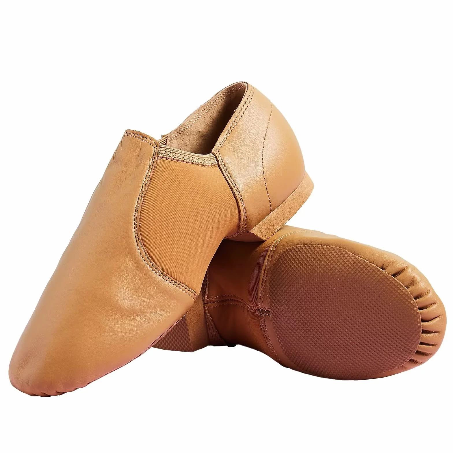 Buty do Tańca Jazzowe Prawdziwa Skóra Czarne Brązowe Wsuwane Sznurowane