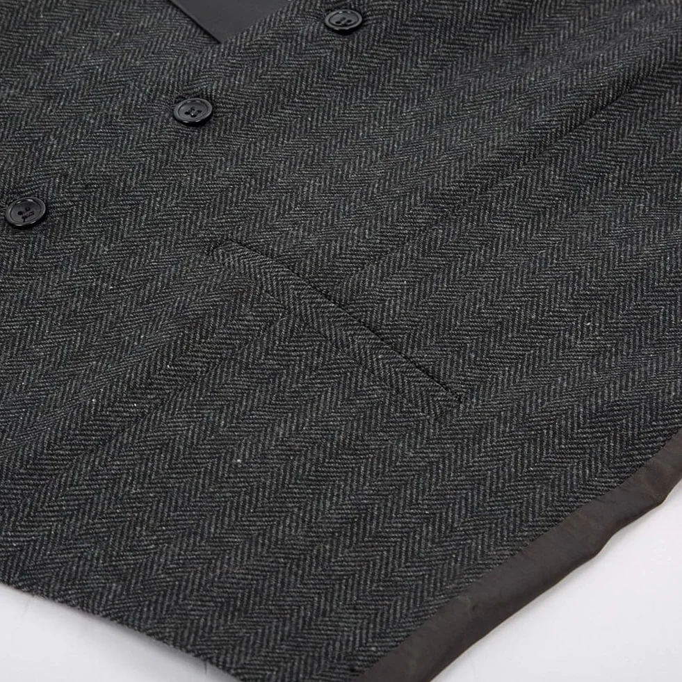 Męska kamizelka sztruksowa w stylu vintage, bez rękawów, dekolt w serek, top z kieszeniami, zapinana na guziki, kamizelka z mieszanki wełny
