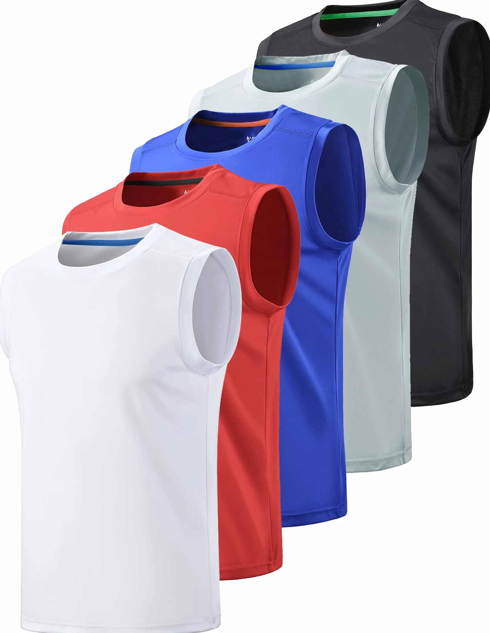 Liberty Imports Men's Stretch Cool Dry Muscle Tank Tops Athletic Sleeveless Workout Shirts Pack of 5 X-Large