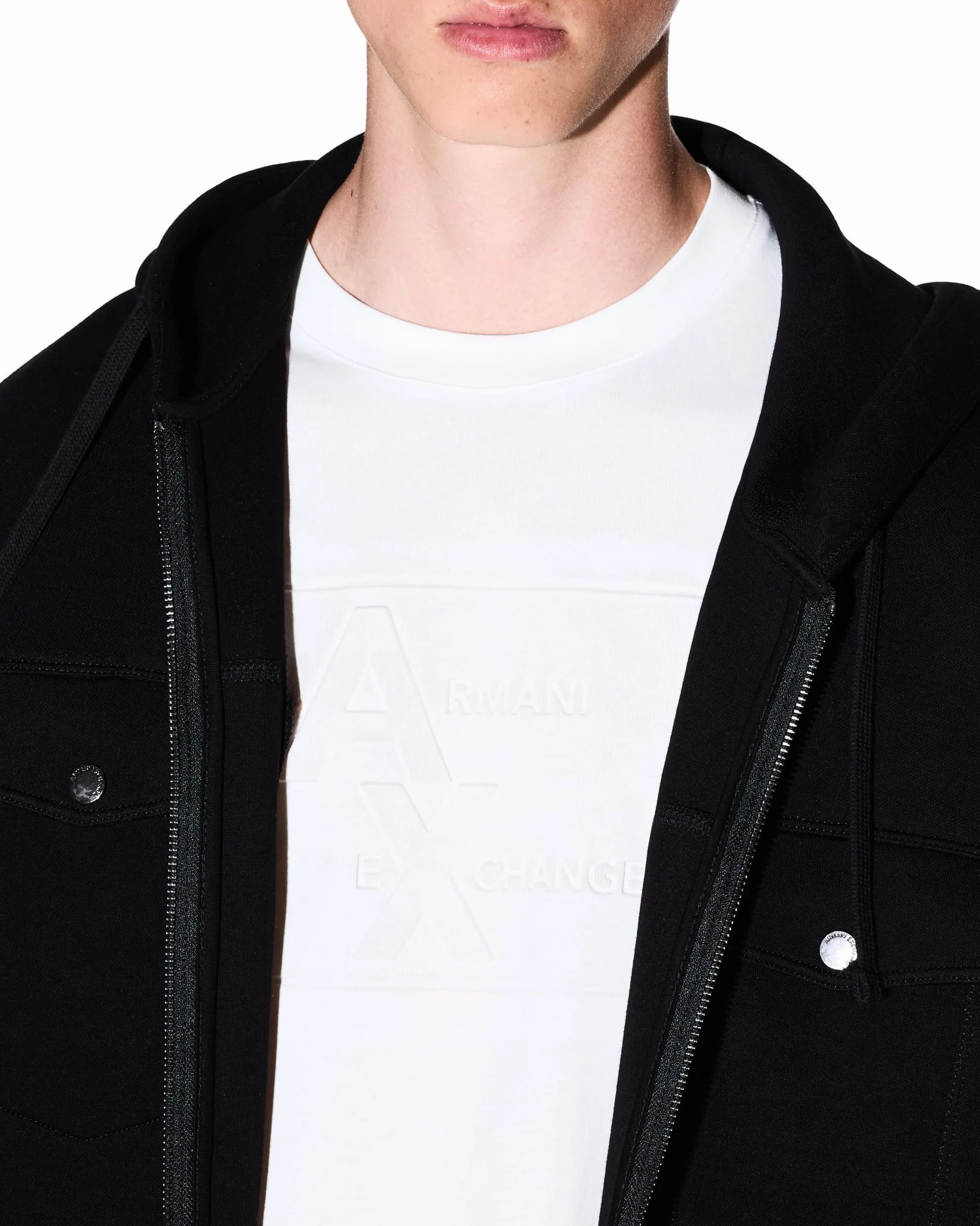 Armani Exchange Koszulka Mężczyźni Short Sleeve Tone On Tone Logo Round Collar