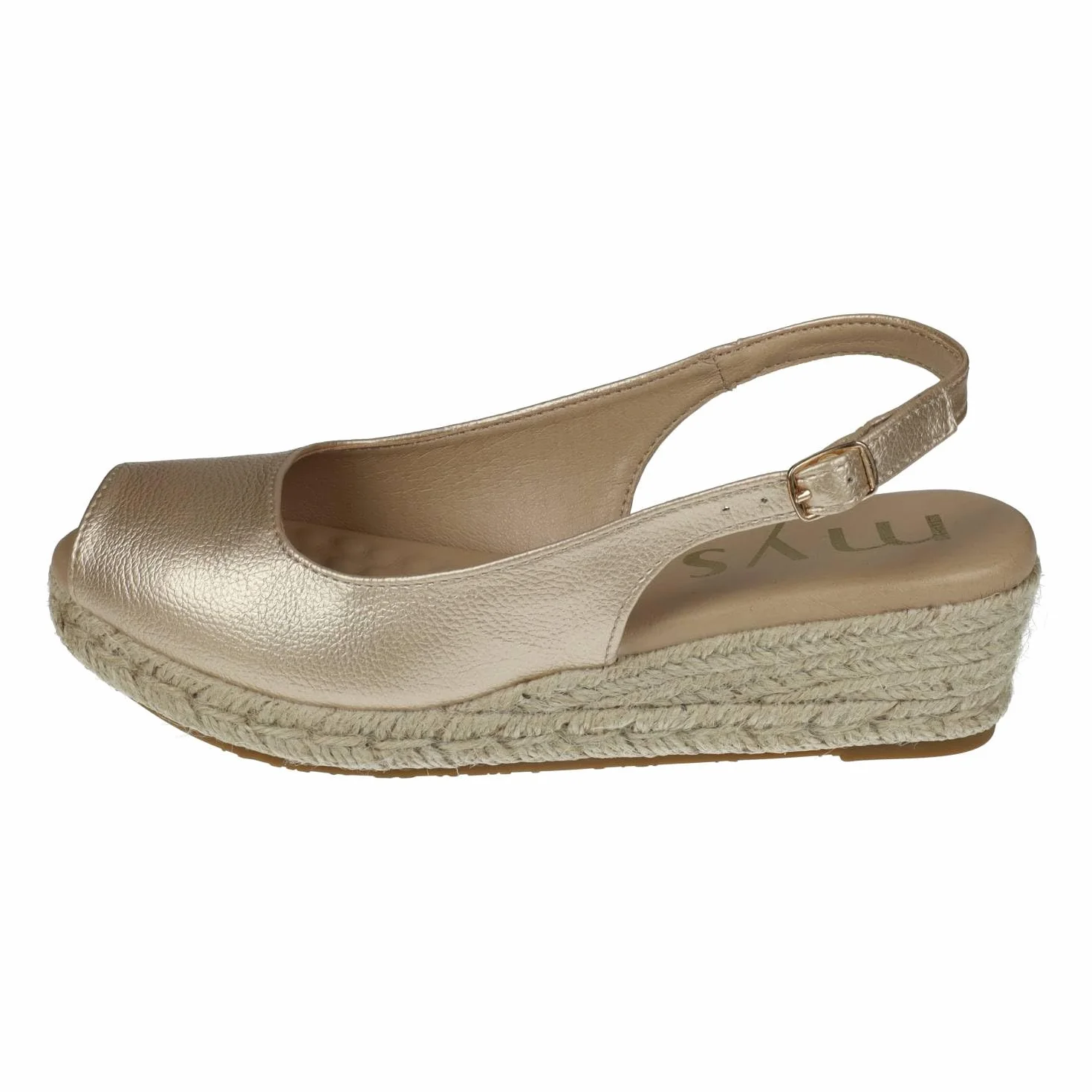 mysoft 25M100 damskie espadryle na koturnie platforma jutowa z otwartym palcem i regulowaną klamrą wygodne i eleganckie espadryle dla kobiet