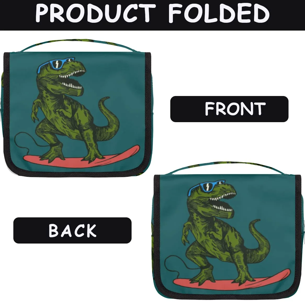 Dinozaury Podróżna Kosmetyczka Śliczne Zwierzę Mycie Torba Unisex Wiszące przybory toaletowe Kosmetyczka Organizer do makijażu, wielobarwny, Jeden rozmiar