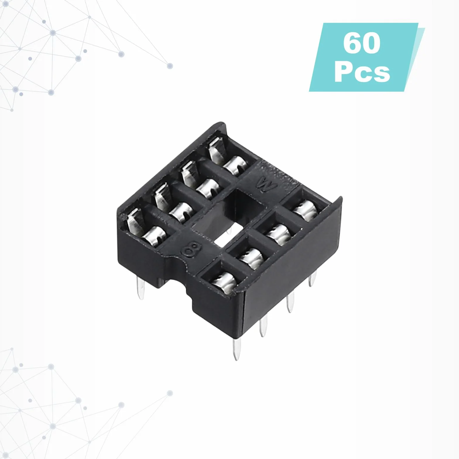 QUARKZMAN 60 sztuk DIP IC Chip Socket Adapter 8 Pin IC Asortyment Kit 2,54 mm/0,1" Pitch do projektu Breadboard, PCB Design