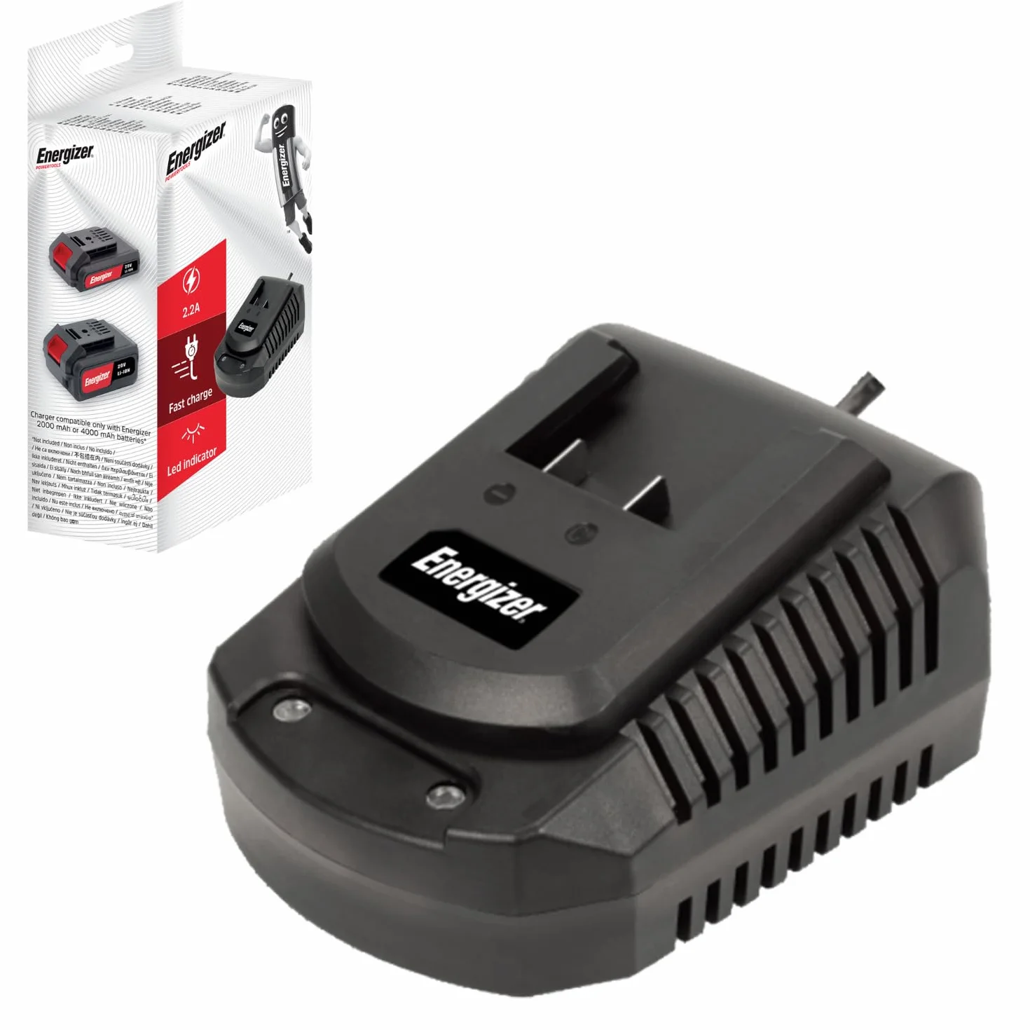 Ładowarka Energizer 220-240 V - 2,2 A - kompatybilna z akumulatorami litowo-jonowymi 20 V - kompaktowa, szybka i wydajna