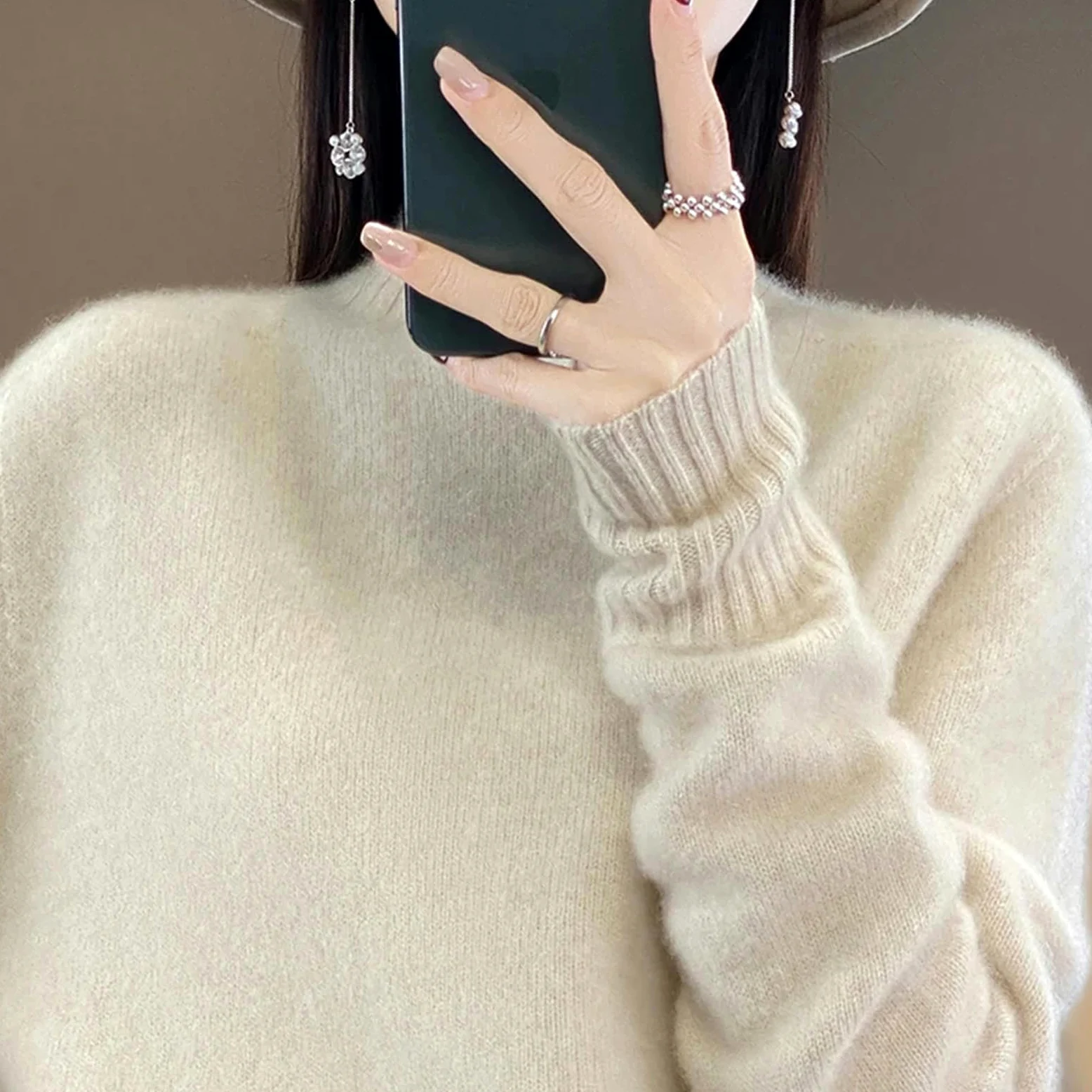 Sweter damski na jesień i zimę sweter damski z golfem sweter luźna odzież damska