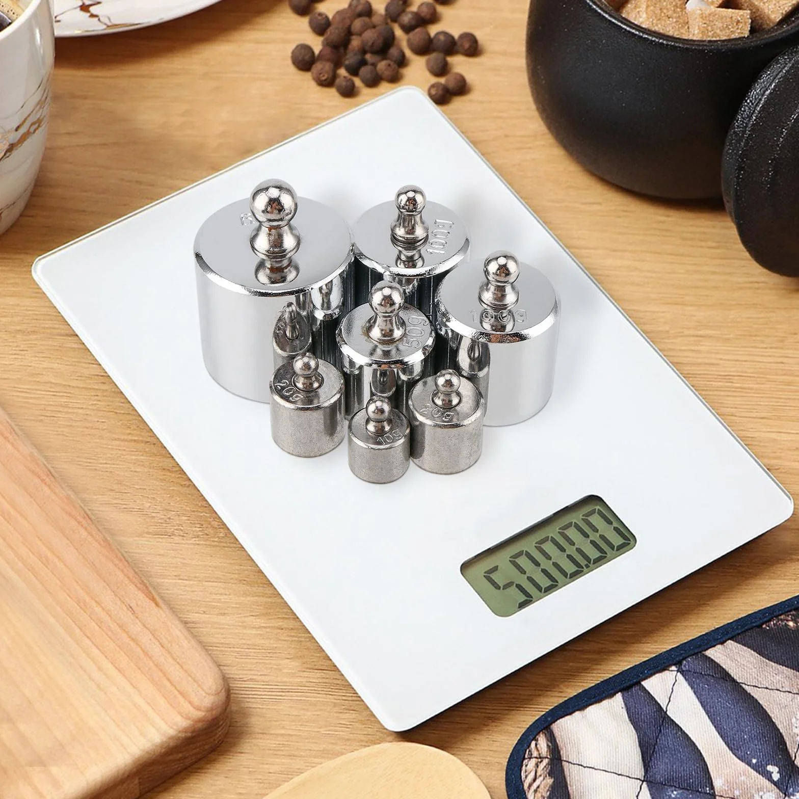14 sztuk obciążników kalibracyjnych ze stali nierdzewnej, zestaw 1000 g, 2 x 200 g, 4 x 100 g, 2 x 50 g, 4 x 20 g, 2 x 10 g, zestaw obciążników kalibracyjnych, z 2 ciężarkami kalibracyjnymi,