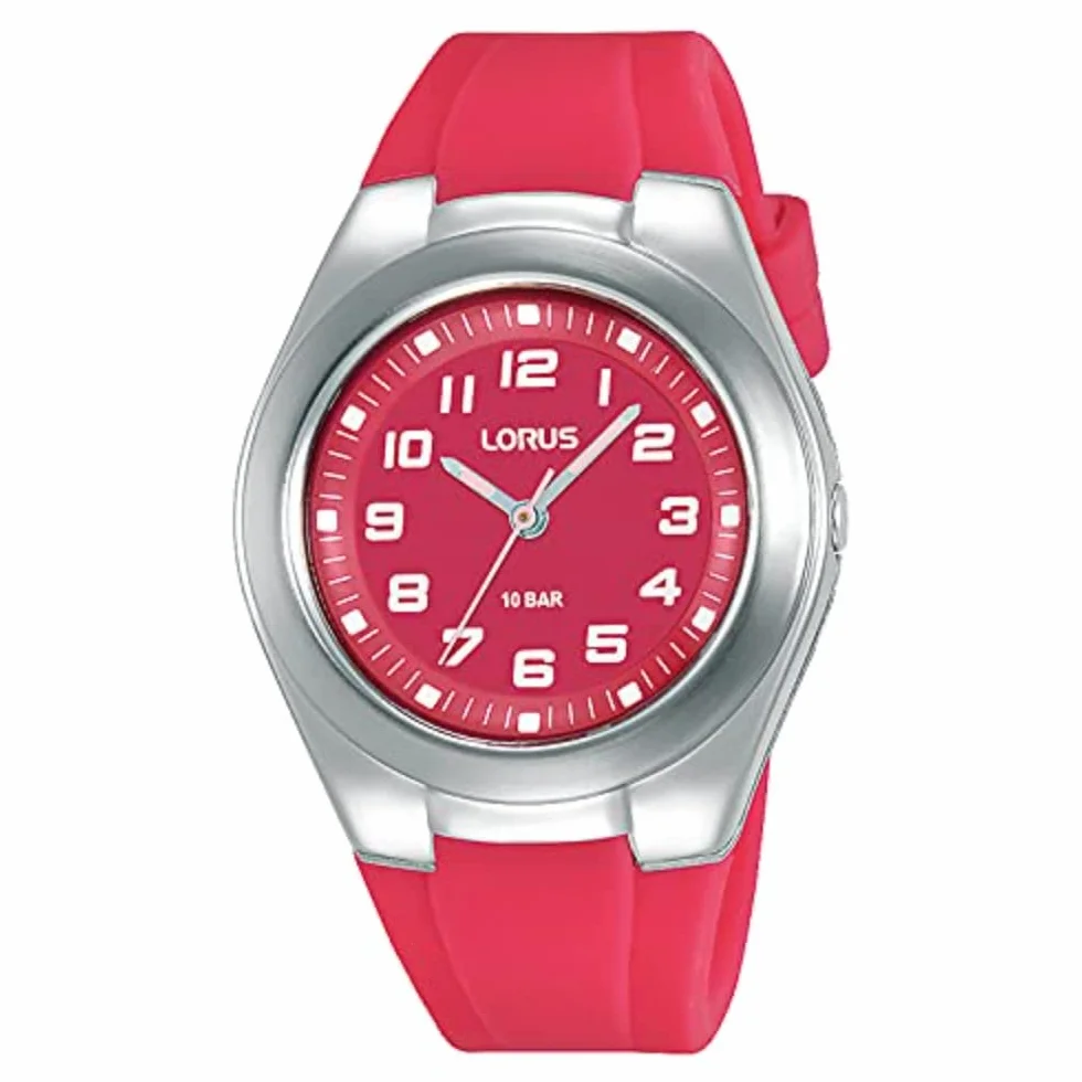 Lorus Unisex analogowy zegarek kwarcowy z silikonową bransoletką RRX81GX9, czerwony, Pasek