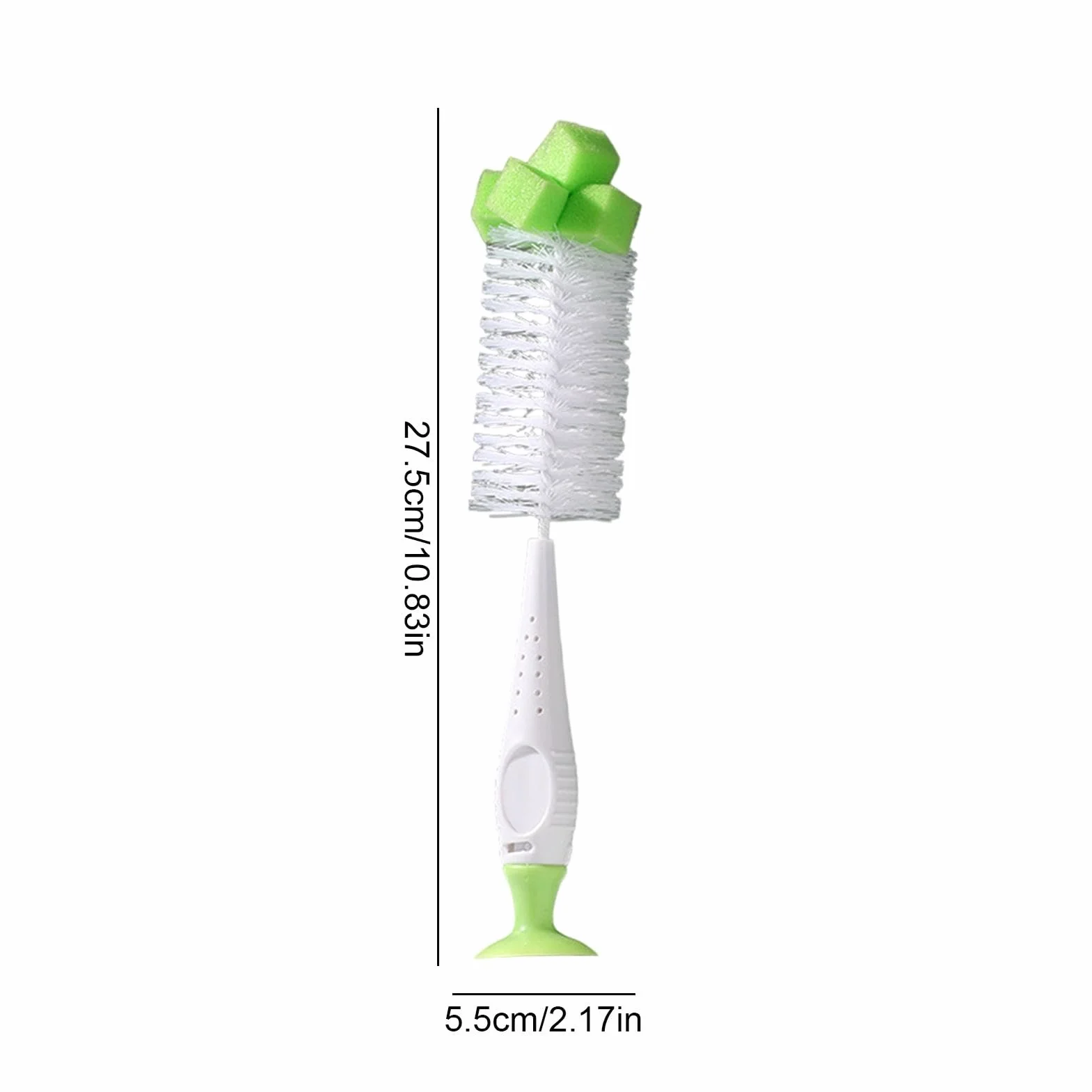 Szczotka do butelek dla niemowląt, stojak na przyssawkę 2 w 1, nylon PP silikonowy materiał do czyszczenia sutków do domu i podróży, 27 x 5 cm, 35 g