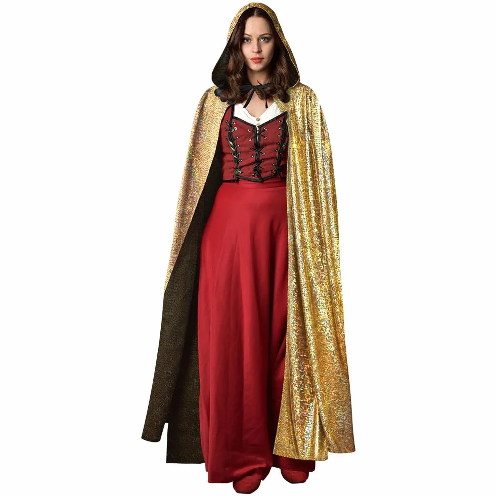 Brokatowa peleryna, peleryna z kapturem, peleryny długie dorosłe kostium na Halloween Cape Masquerade kostium na Boże Narodzenie cosplay