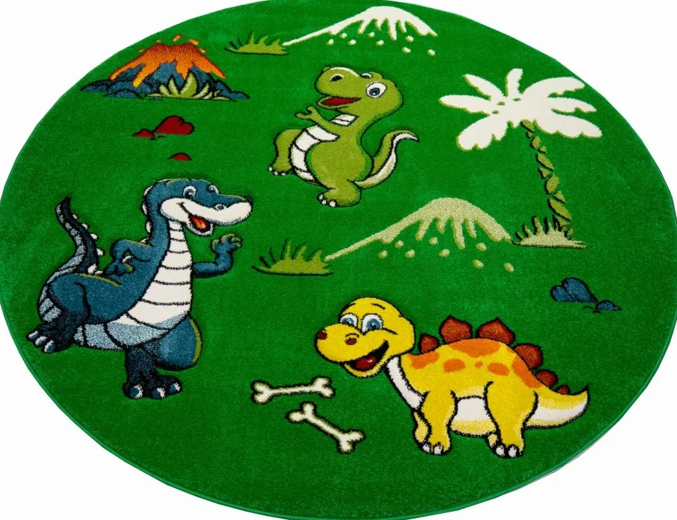 Teppich-Traum Dywan dziecięcy, dinozaury, do pokoju dziecięcego, z motywem dżungli, wulkanu, w kolorze zielonym, wymiary 120 x 170 cm