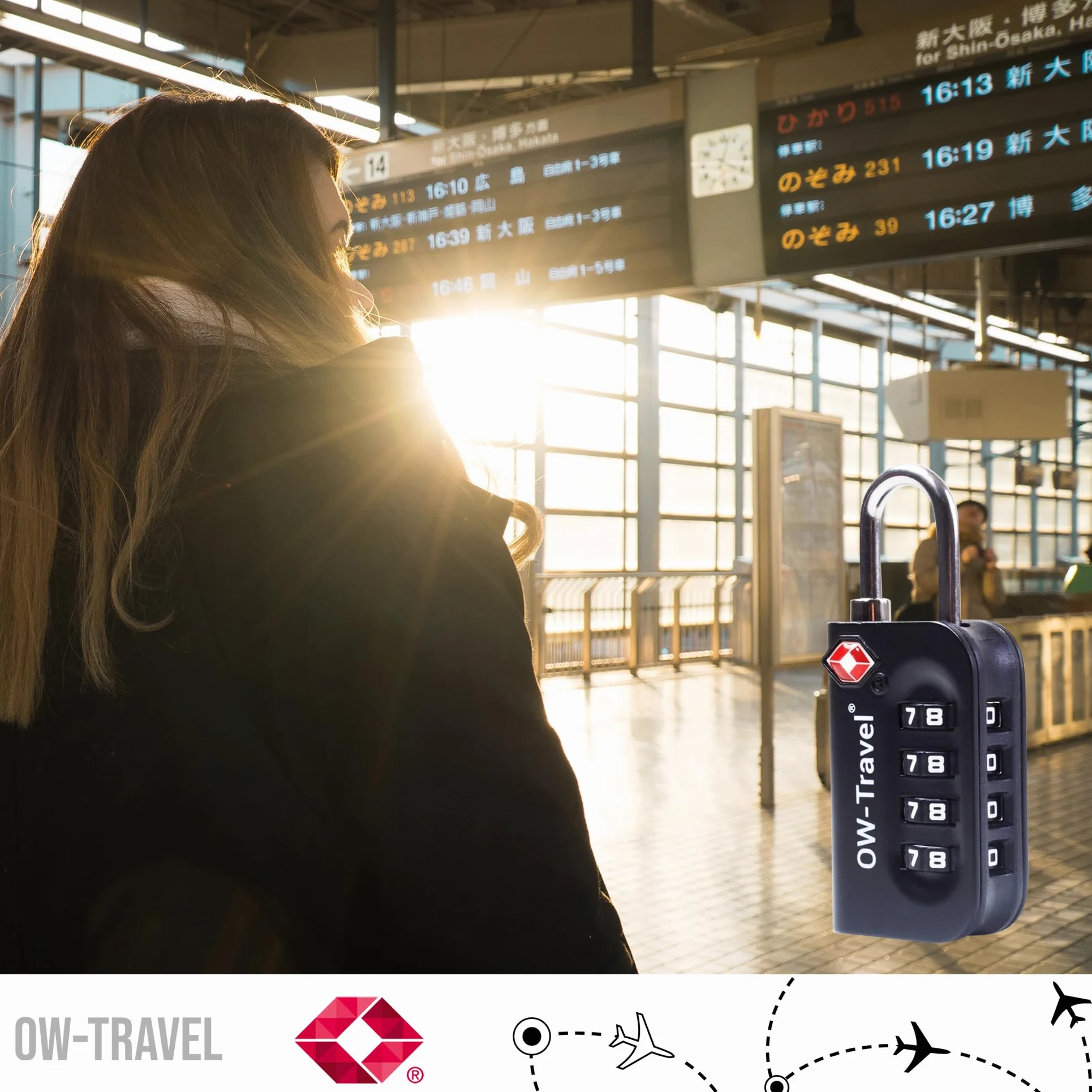 OW-Travel TSA Kłódki z szyfrem (Zestaw 4 Czarnych) 4 Cyfrowe Kłódki Walizkowe. Kłódka na szyfr na Plecak, Walizkę, Bagaż, Kłódki Szyfrowe Bagażowe, Szafek na Siłownię