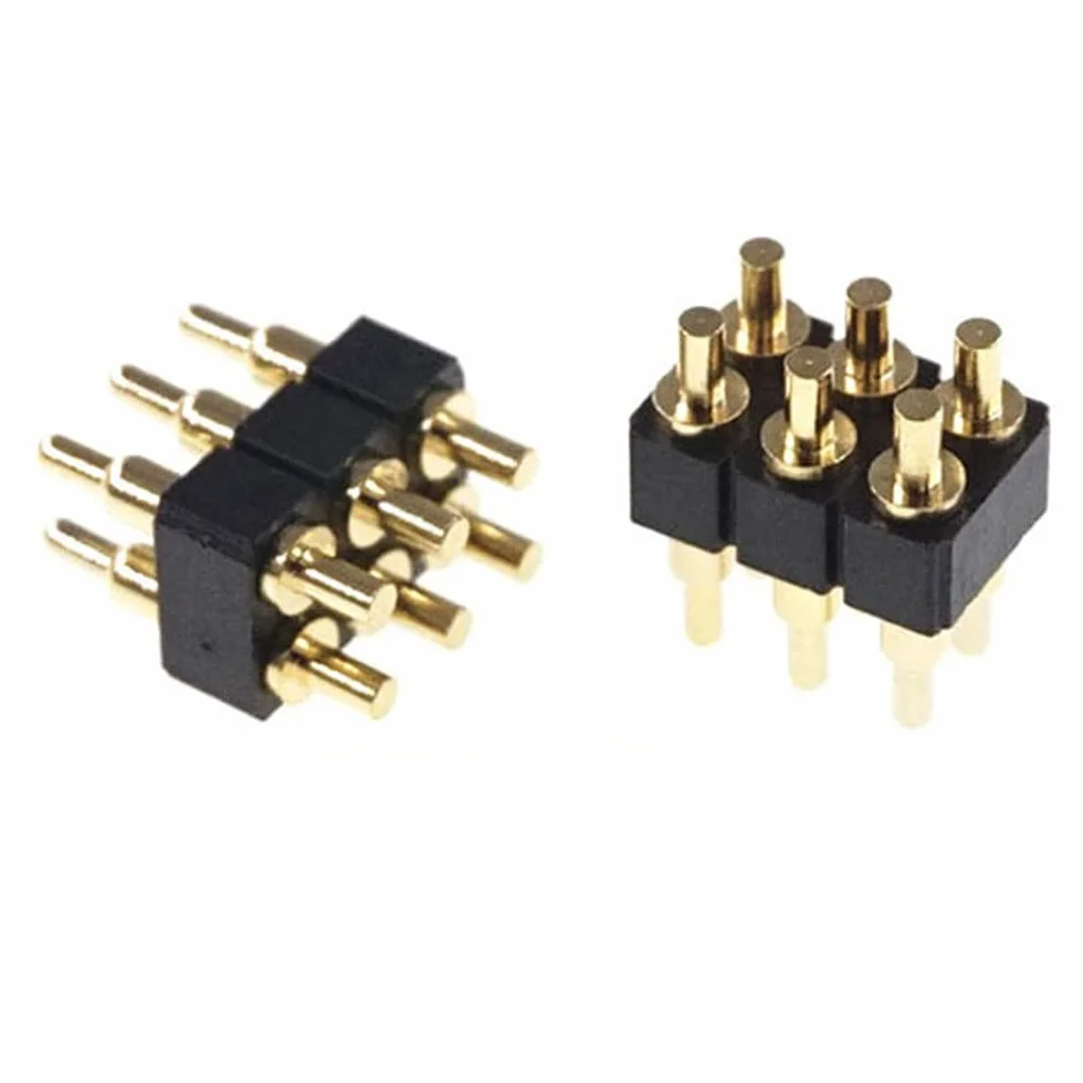 2PCS Złącze Pinowe Z Obciążeniem Sprężynowym Pogo 6-Pozycja 2×3 Pitch 2.54 Siatka Podwójny Rzęd 7.0MM Wysokość Przez Otwory PCB DIP