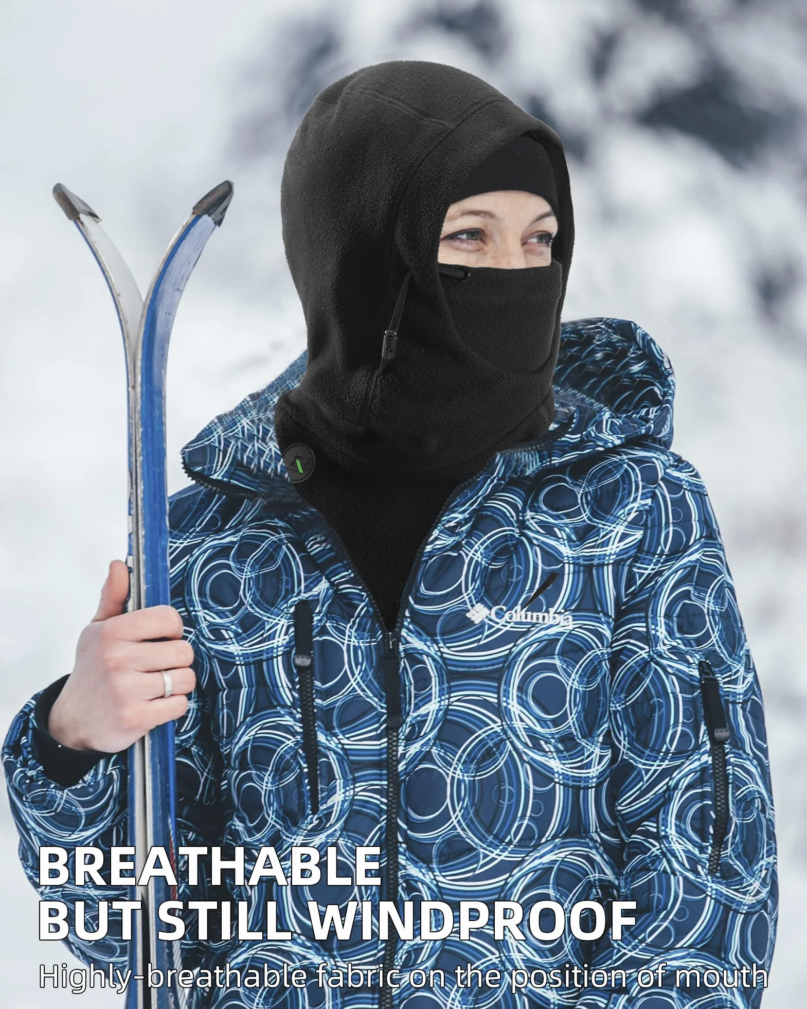 ROCKBROS Kominiarka na twarz, balaclava zimowa maska narciarska dla kobiet/mężczyzn, ciepła maska snowboardowa, do sportów outdoorowych, rowerów, motocykli, uniseks