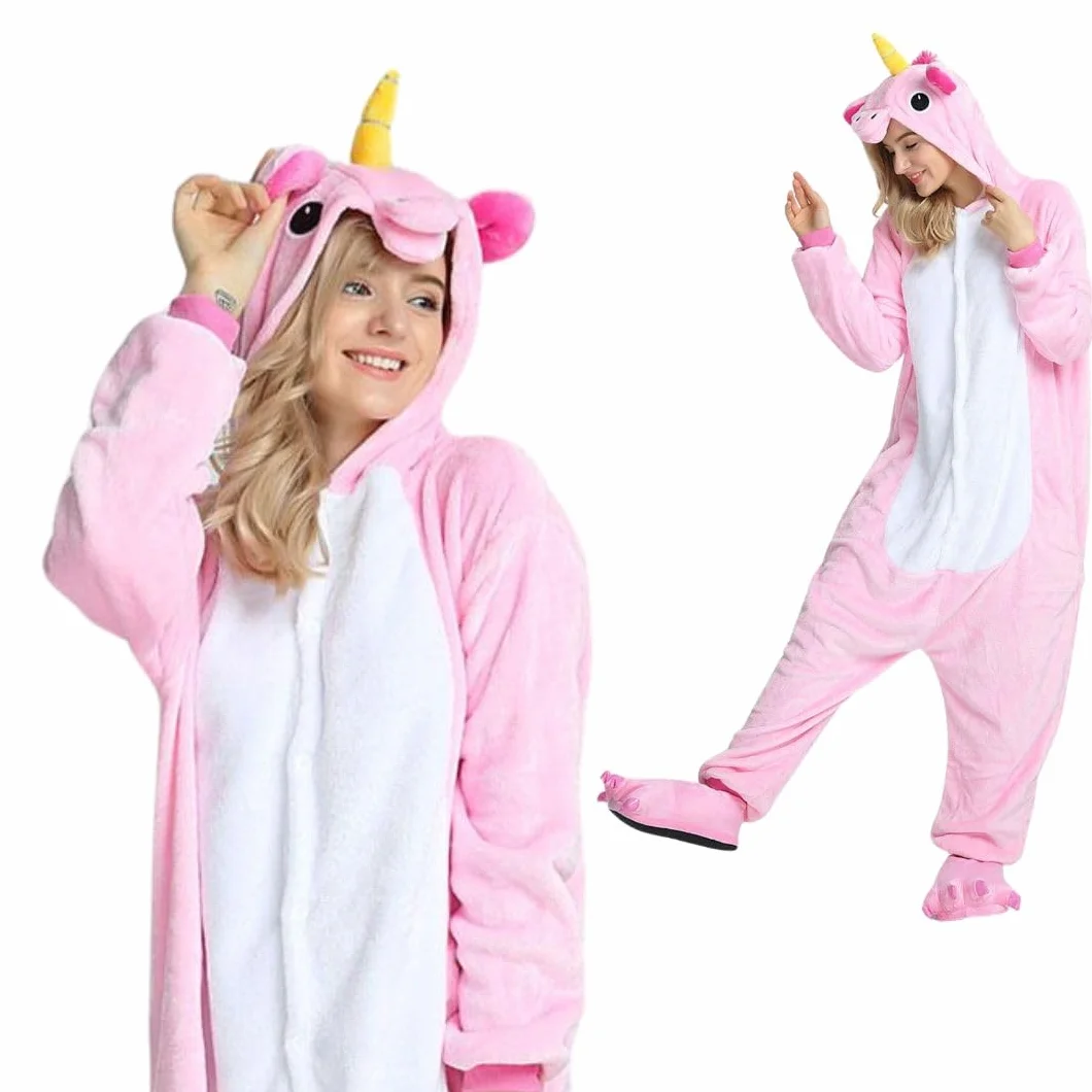 Jednorożec Onesie kostium dla dorosłych – pluszowa piżama Kigurumi, unisex, kostium zwierzęcy, rozmiary S-XL