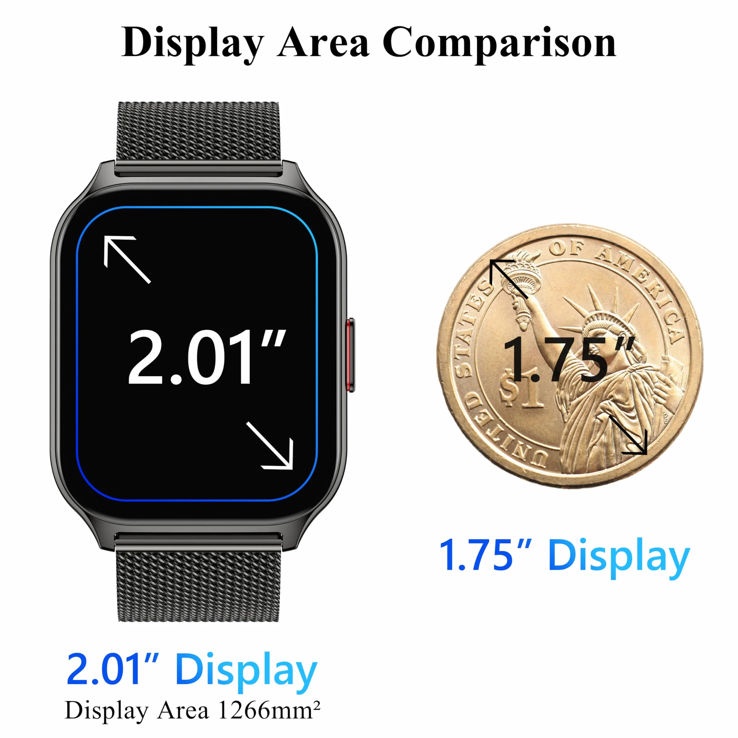 Popglory Inteligentny zegarek dla mężczyzn i kobiet z połączeniem Bluetooth, 2,01'' sportowy Smartwatch, pulsometr, ciśnienie krwi, SpO2, krokomierz, sen, inteligentny zegarek dla systemu Android iOS