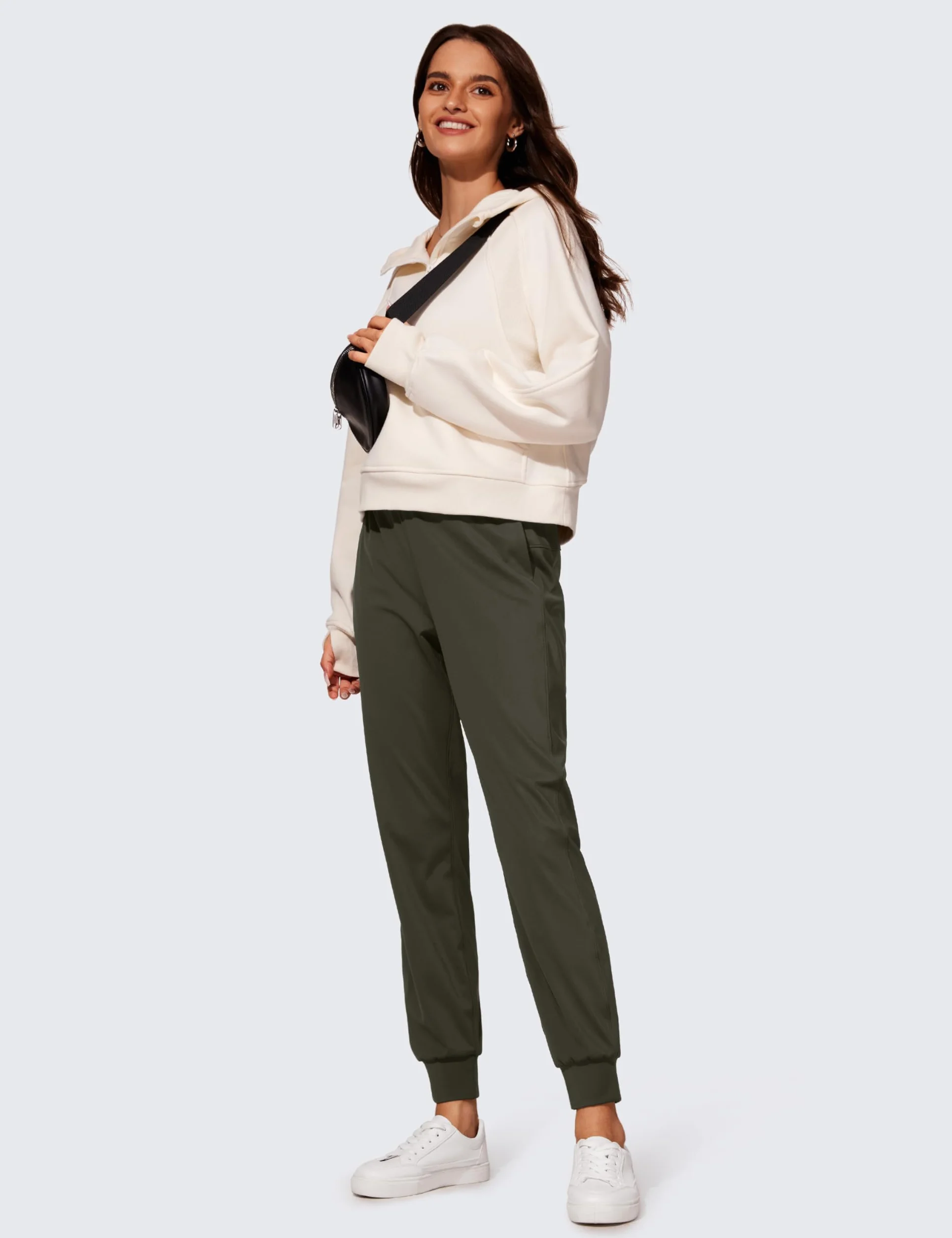 CRZ YOGA Damskie Spodnie Dresowe Ze Stretchem I Sznurkiem Joggers Spodnie Na Co Dzień Z Kieszeniami