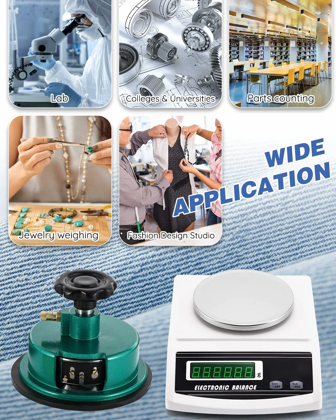 Elektroniczna waga precyzyjna 300g/0,001 GSM Cyfrowa waga laboratoryjna z regulowanym dyskiem próbnik przecinak do tkanin 100cm2 od 0-2mm, do tekstyliów, tkanin, papieru (300g/0,001g + próbnik)