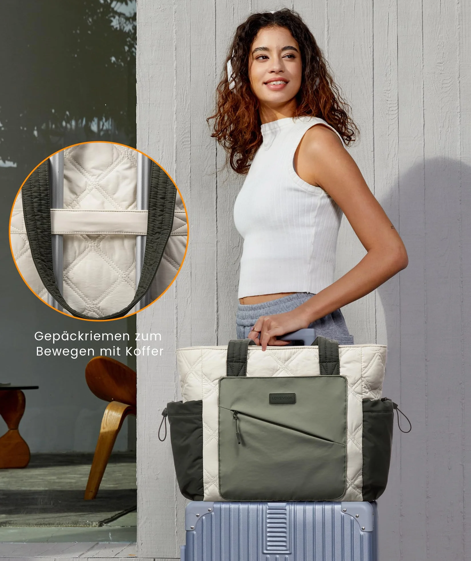 LOVEVOOK Duża torebka na laptopa o przekątnej ekranu 15,6"/17,3", torba robocza, torba na zakupy, torba szkolna, aktówka, torba biurowa, torba na ramię, uniwersalna