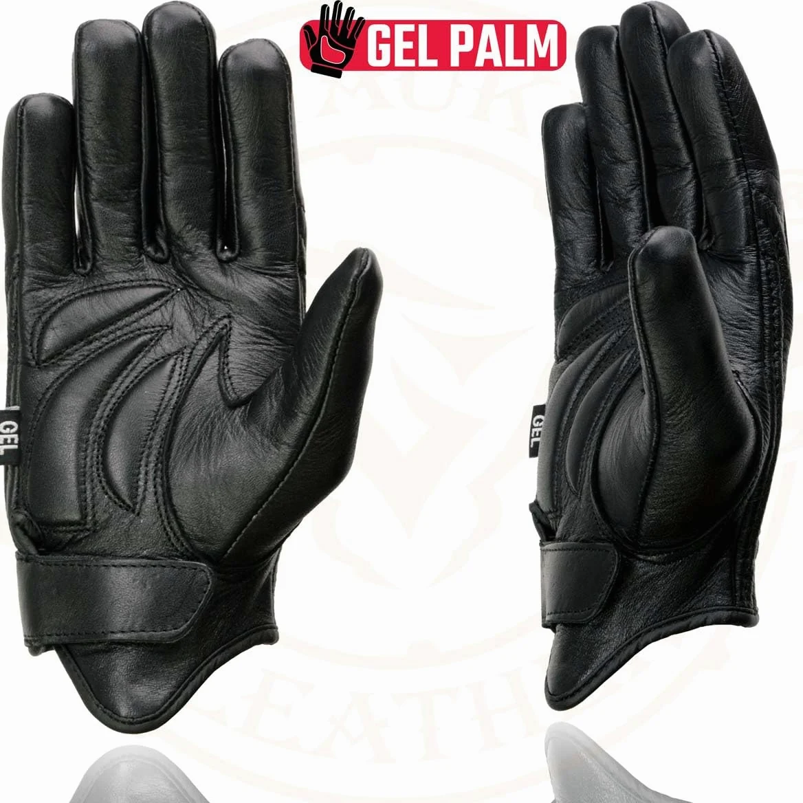 Milwaukee Leather MG7510 skórzane rękawiczki dla mężczyzn, z żelową powierzchnią, czarne
