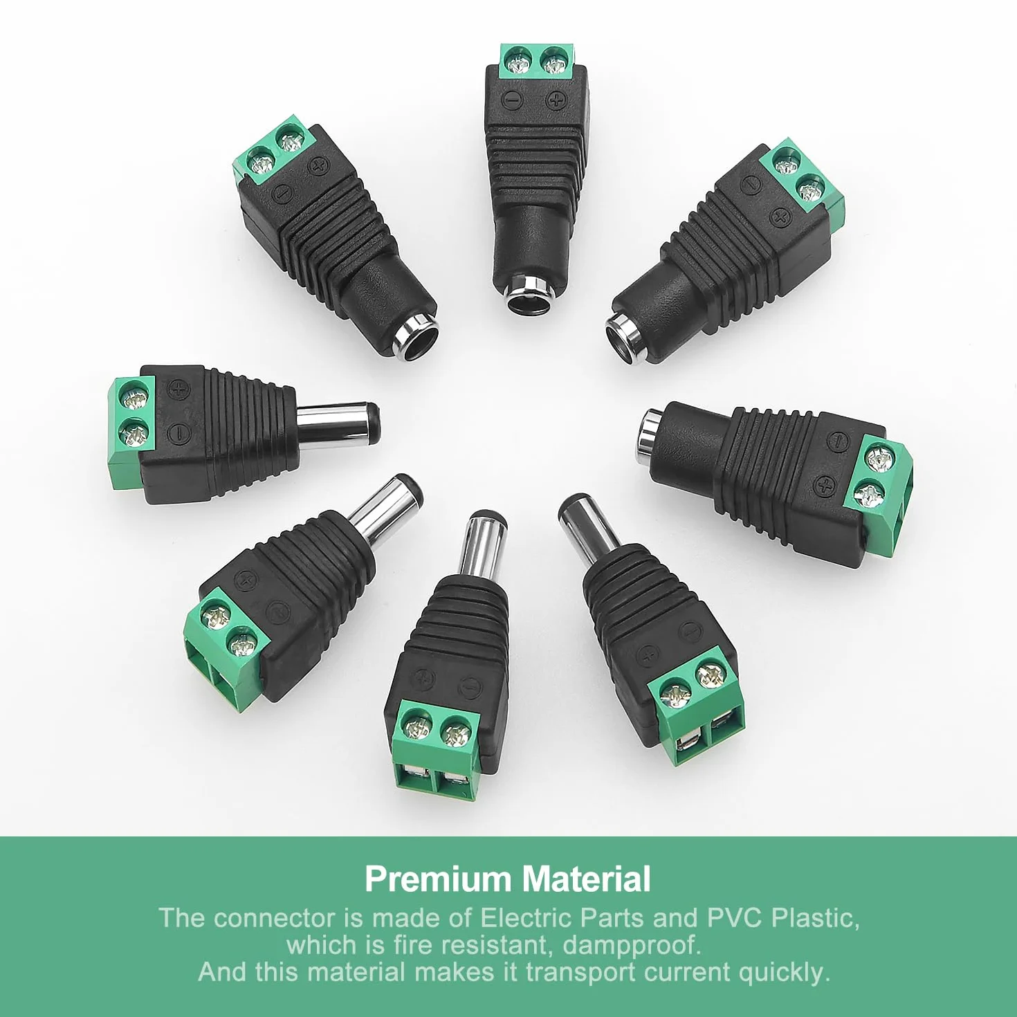 YIXISI 4 Par 5.5x2.1 mm 12V Męskie Żeńskie Złącze Zasilania Prądem Stałym, Złącze Wtykowe z Zaciskiem Śrubowym DC, Wtyk Adaptera Złącza Zasilania Jack DC, do Taśmy LED Kamery Monitoringu CCTV