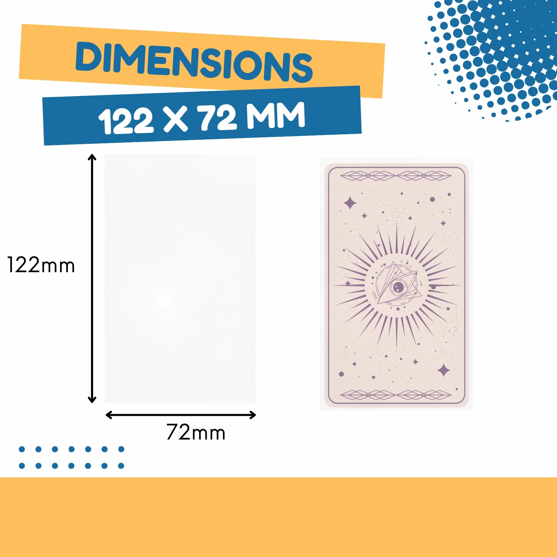 Rękawy na karty tarota 72 x 122 mm, ochronne etui na karty premium do standardowych talii tarota, trwałe, przezroczyste, nieoślepiające wykończenie, pasują do większości kart tarota
