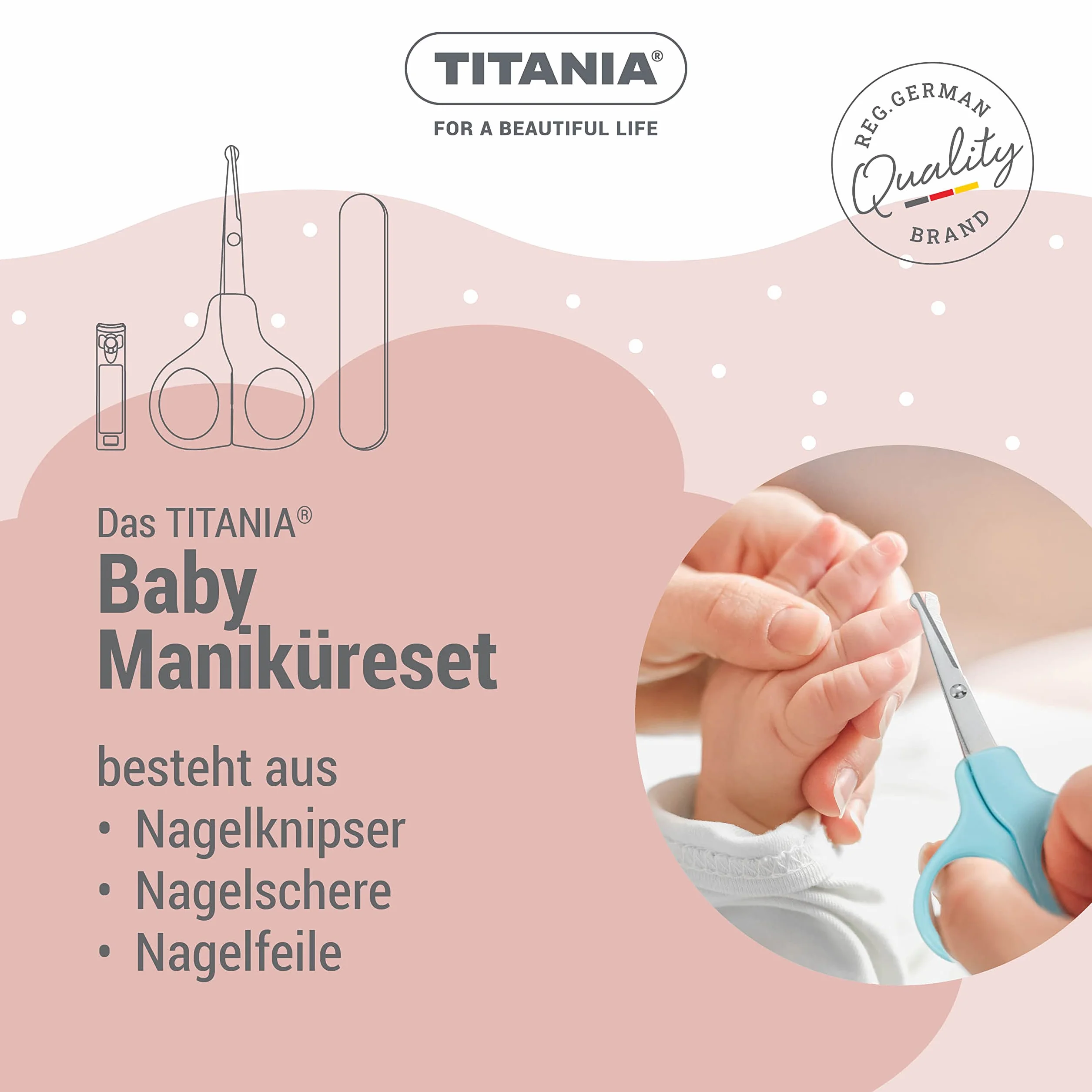 TITANIA zestaw do manicure dla niemowląt (3-częściowy) • nożyczki do paznokci dla niemowląt, obcinacz do paznokci dla niemowląt i pilnik do paznokci dla niemowląt • zestaw do pielęgnacji paznokci dla niemowląt • zestaw do pielęgnacji niemowląt • zestaw do