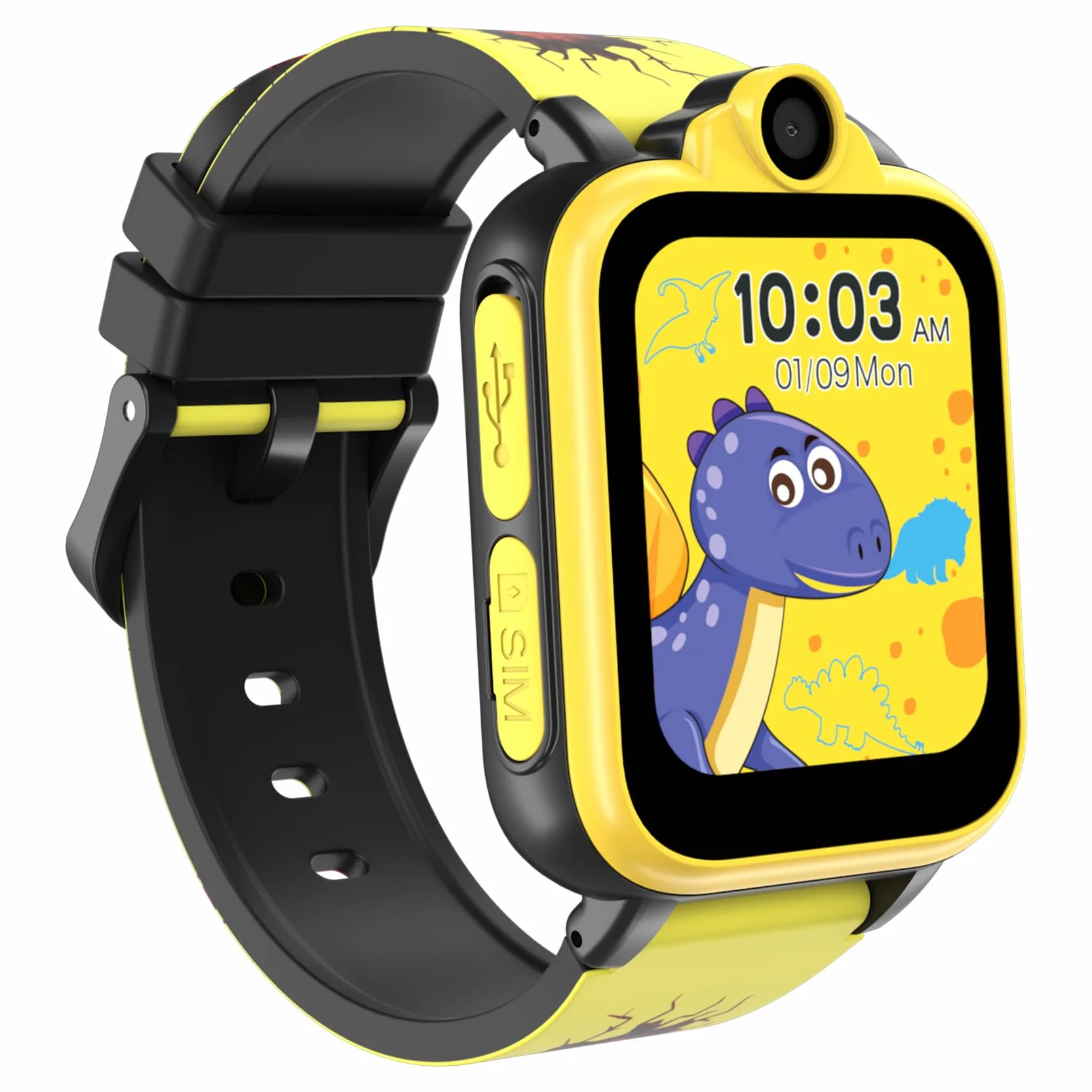 IOWODO Smartwatch dziecięcy 2G SIM z funkcją SOS, muzyka, krokomierz, latarka, budzik, dla dzieci 3+