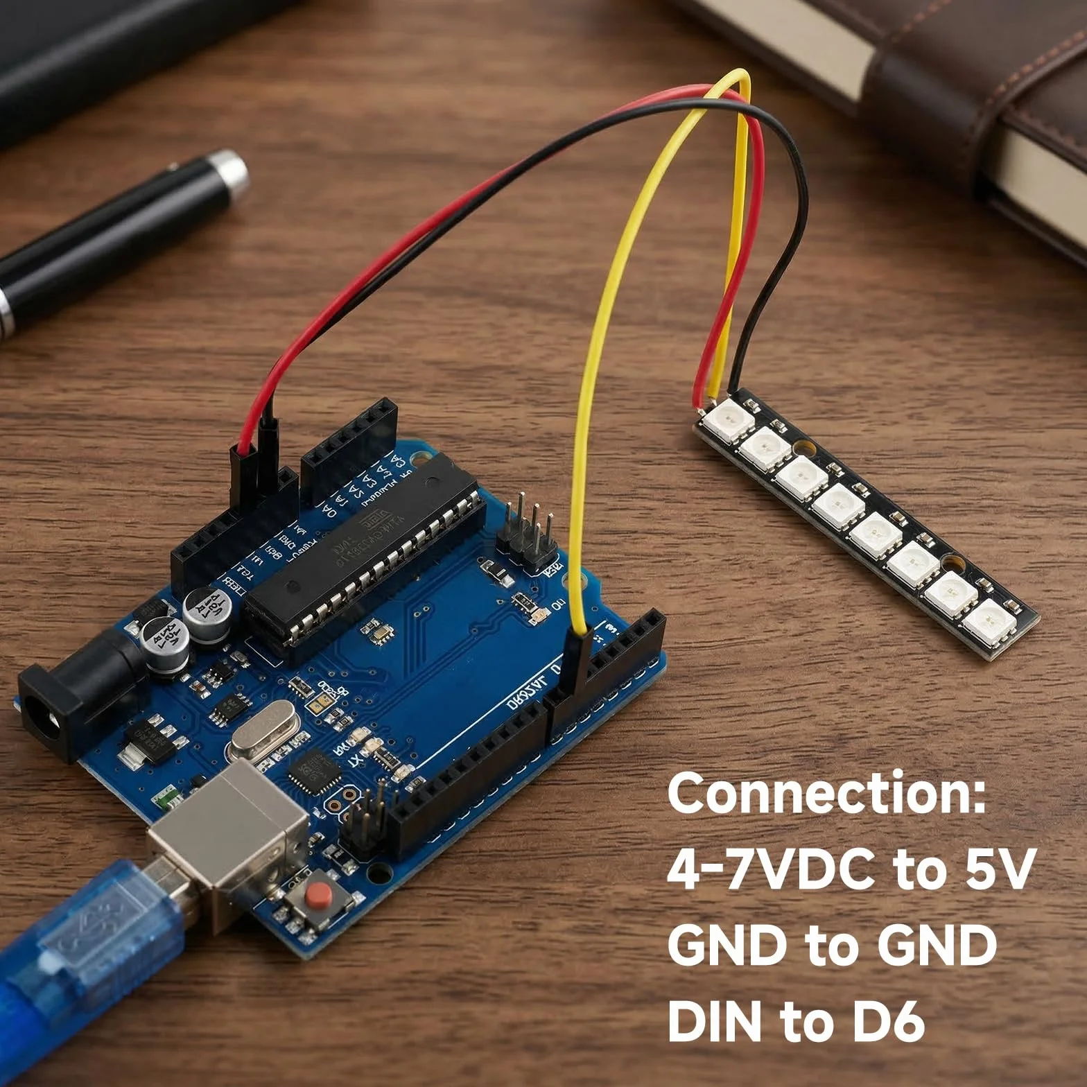 HENGBIRD 10 sztuk 8 bitów WS2812 RGB LED moduł modułu deweloperskiego, wbudowane sterowniki WS2812 5050 RGB 8-bitowe paski świetlne z 8 diodami LED, 5 V programowalne do Arduino Raspberry Pi ESP32