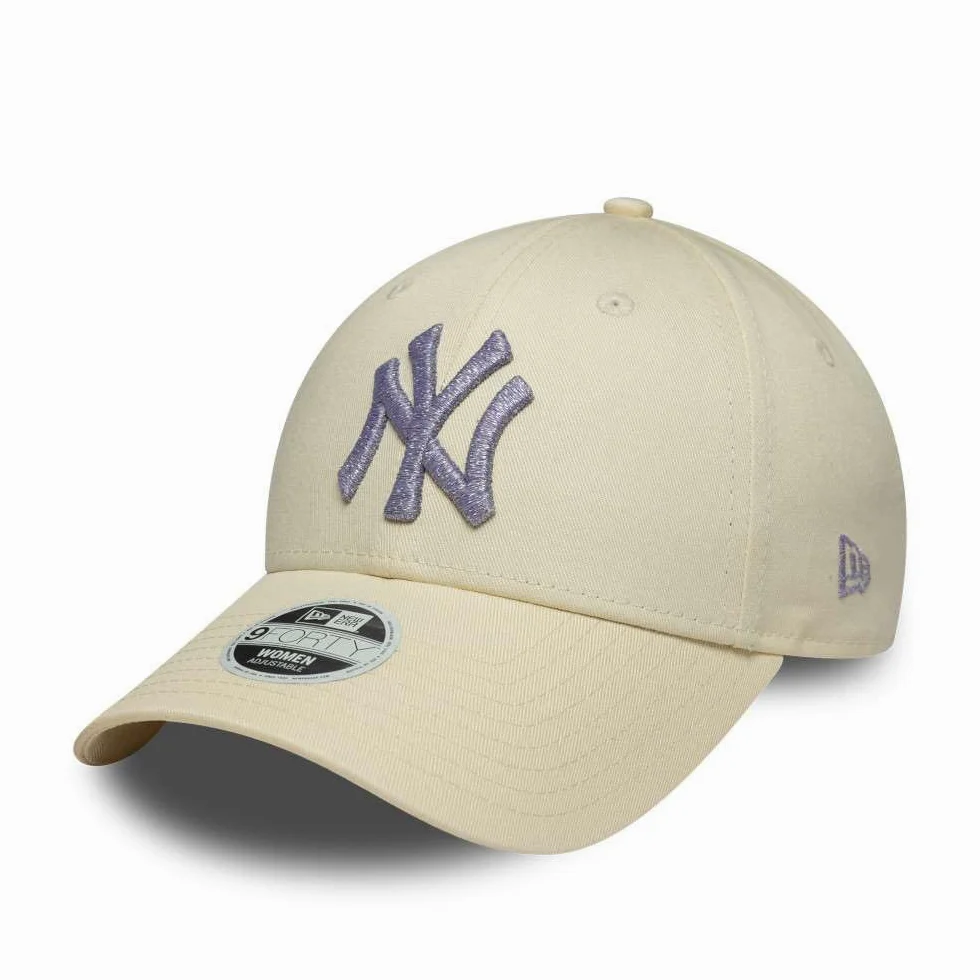 New Era Czapka z daszkiem 9Forty z metalicznym logo MLB New York Yankees Jasnobeżowa
