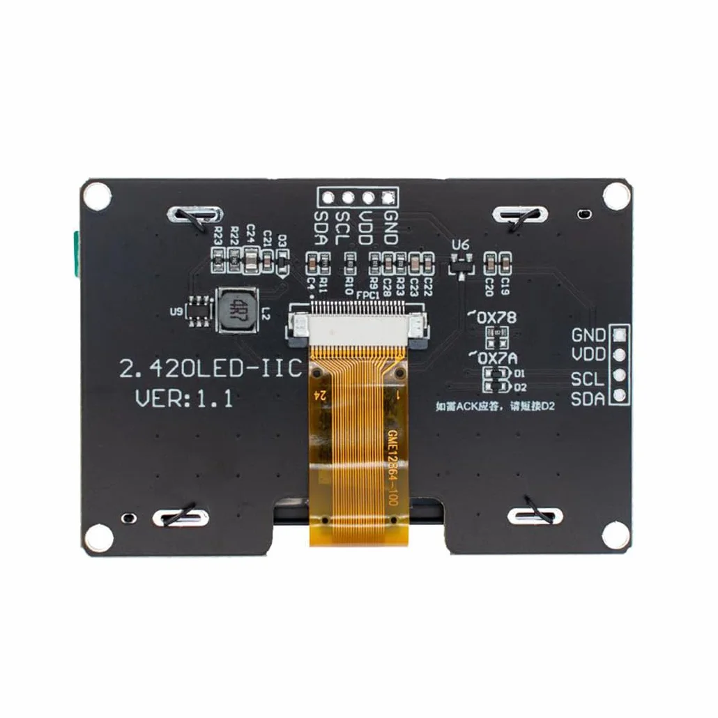 Hailege 2,42" SSD1309 128 x 64 Moduł wyświetlacza OLED 2,42 cala 4-pinowy (IIC biały)