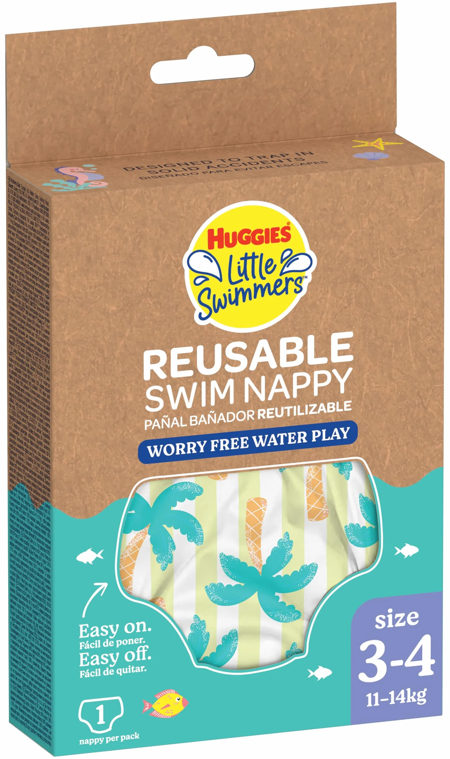 Huggies Little Swimmers, rozmiar 3-4 (7-15 kg), 1 pieluszka wielokrotnego użytku z tropikalnym wzorem