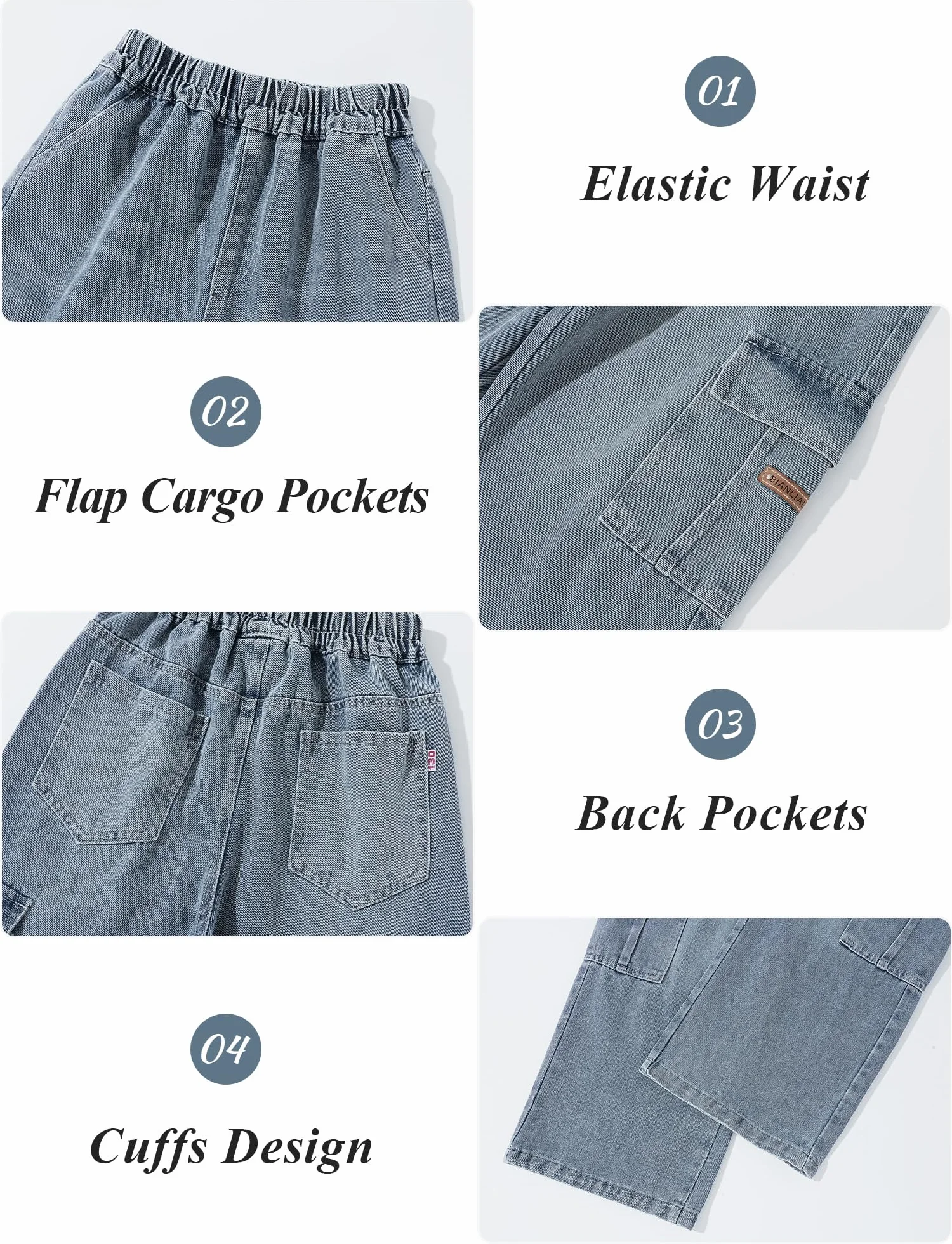 Happy Cherry - Baggy Jeans chłopięce szerokie spodnie dżinsowe chłopięce Y2K Streetwear Spodnie dziecięce Nastolatek Hip Hop Streetwear Casual na lato Wiosna Jesień Zima - 110-164