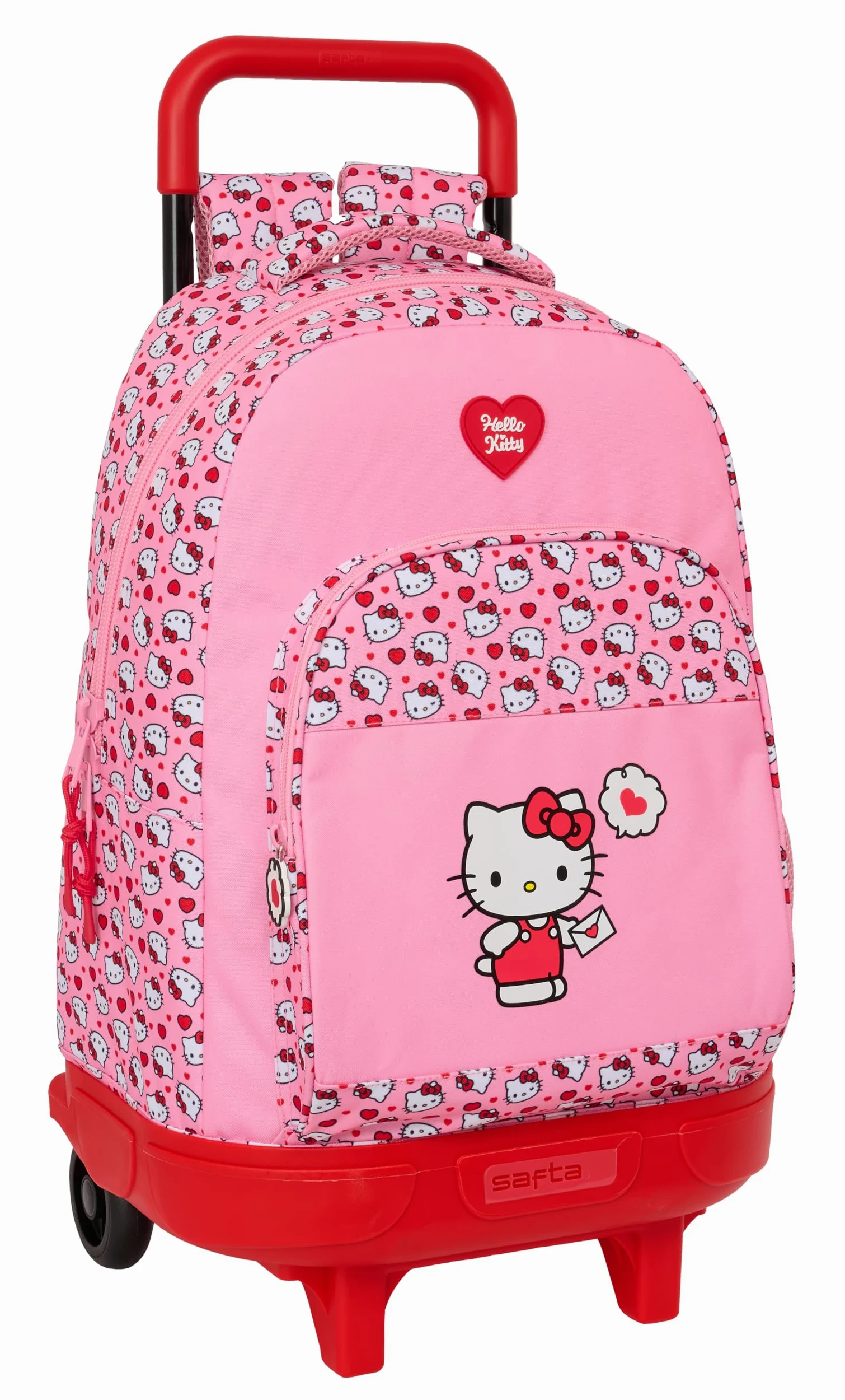 HELLO KITTY duży plecak na kółkach, kompaktowy, zdejmowany, idealny dla dzieci w różnym wieku, wygodny i wszechstronny, jakość i wytrzymałość, 33 x 22 x 45 cm