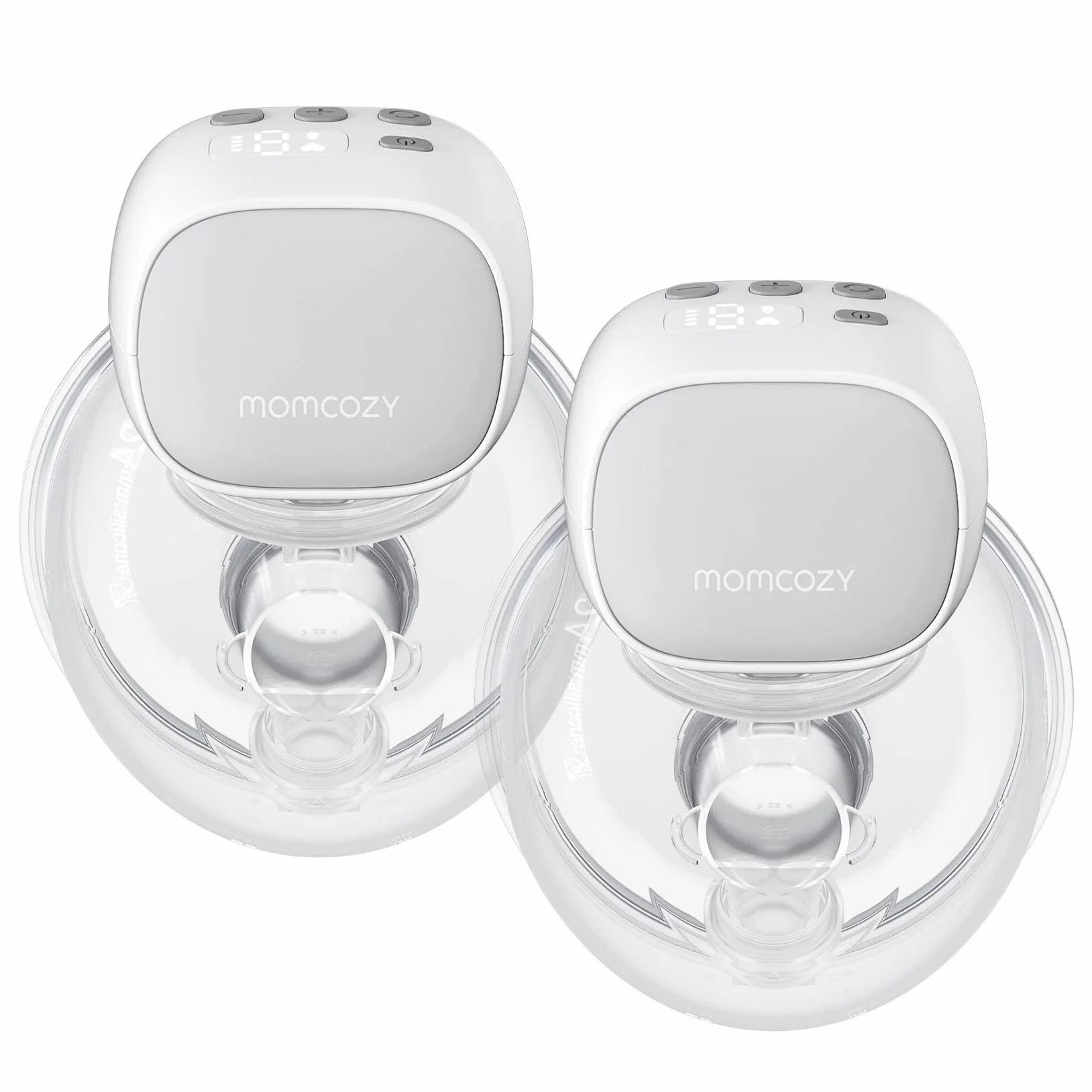 Momcozy S9 Pro Zaktualizowany elektryczny ściągacz z wyświetlaczem LED, przenośny elektryczny laktator z 2 trybami i 9 poziomami - 24 mm (szary, 2 sztuk)