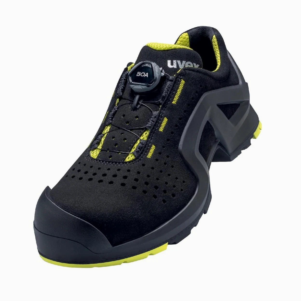 Uvex 1 X-Tended Support BOA - S1P buty robocze dla kobiet i m??czyzn - lekkie i antypo?lizgowe, czarny - Czarny Limetka - 37 eu