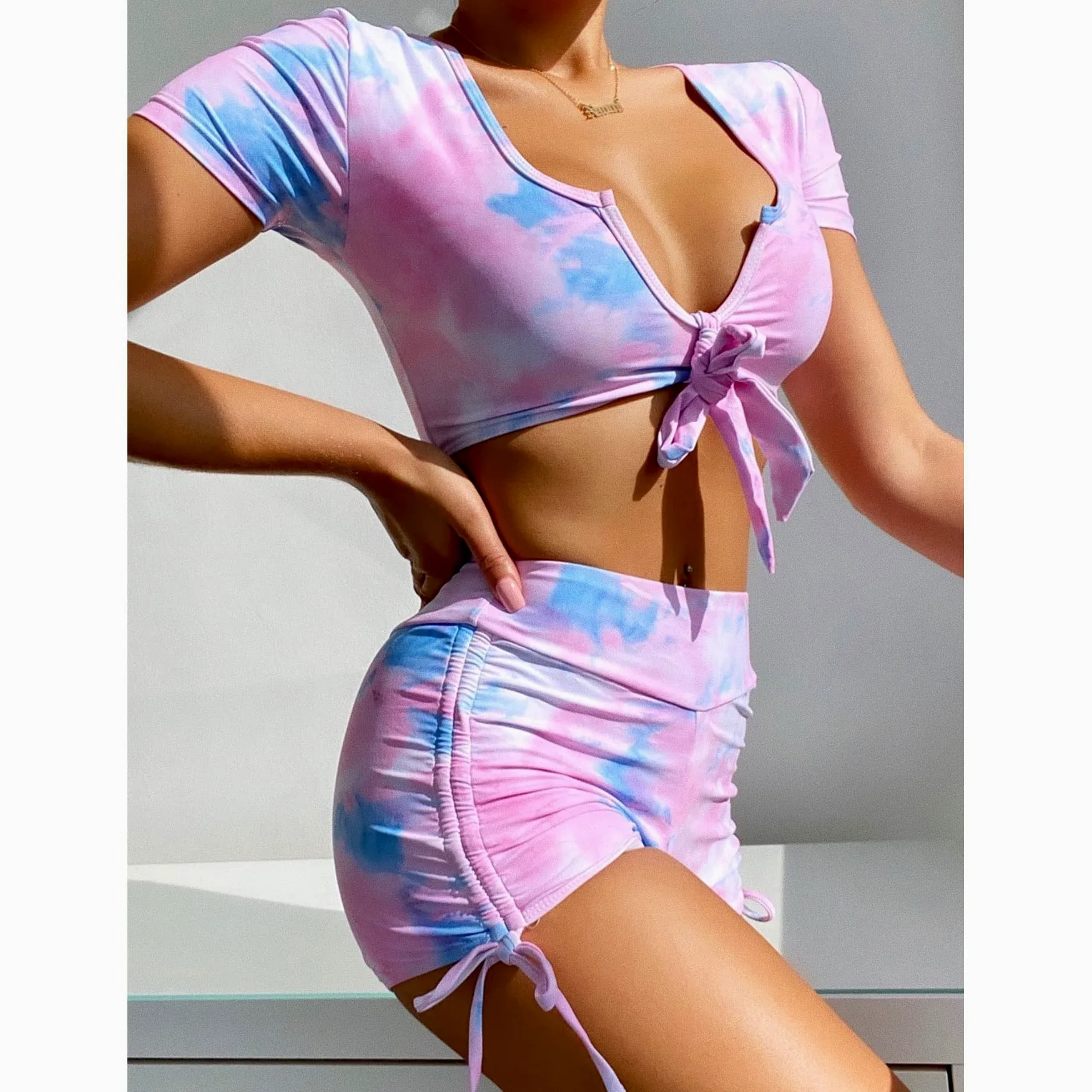 Dwuczęściowy damski kwiatowy push-up usztywniany biustonosz bandaż seksowny zestaw bikini strój kąpielowy stroje kąpielowe strój kąpielowy kostiumy kąpielowe Biquini (kolor: różowy, rozmiar: kod S) (różowy kod S)