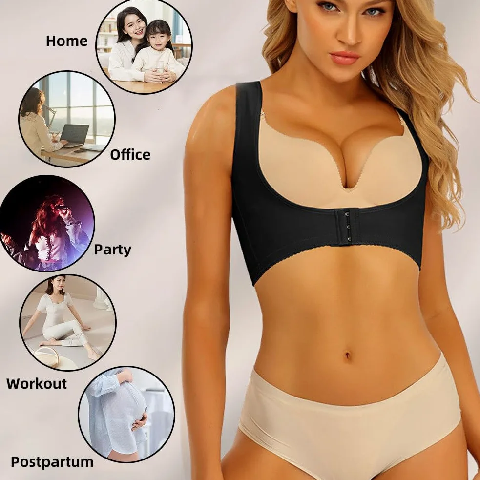 2 damskie ramiączka, smukły modelujące sylwetkę, kompresyjne rękawy, bezszwowe, z zapięciem chirurgicznym, smukły kształt, efekt modelowania, korektor postawy ciała, czarny + beżowy (bez rękawów), l