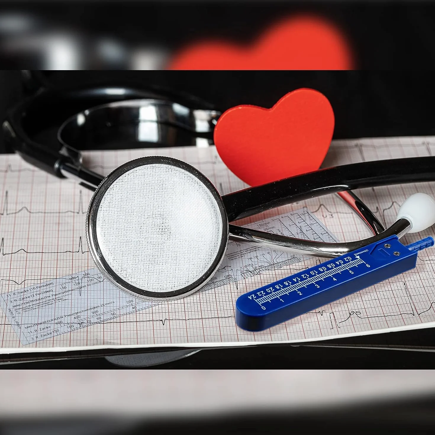 Suwmiarka medyczna EKG Caliper 0-2,4 cala, linijka pomiarowa ze stali nierdzewnej, podział EKG, linijka do pomiaru, opieka pielęgniarska, pomiar, elektrokardiograf z regulowanymi śrubami