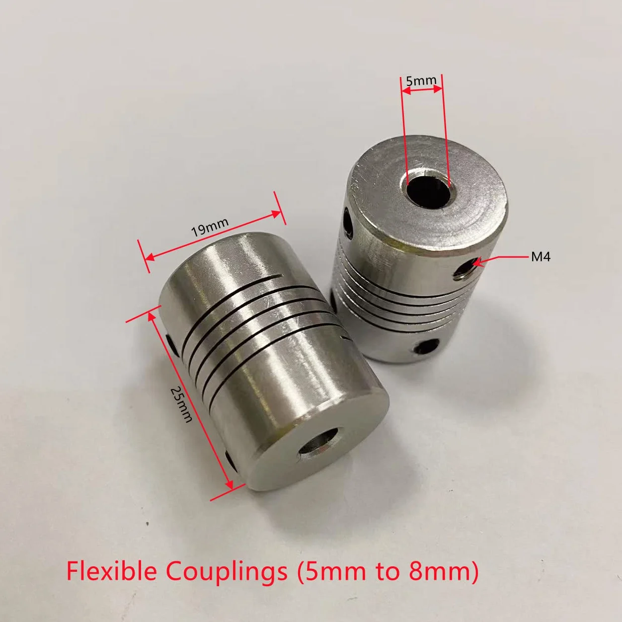 5 szt. 5 mm x 8 mm aluminiowe elastyczne sprzęgło wału OD 19 mm x dł. 25 mm złącze sprzęgła silnika krokowego CNC