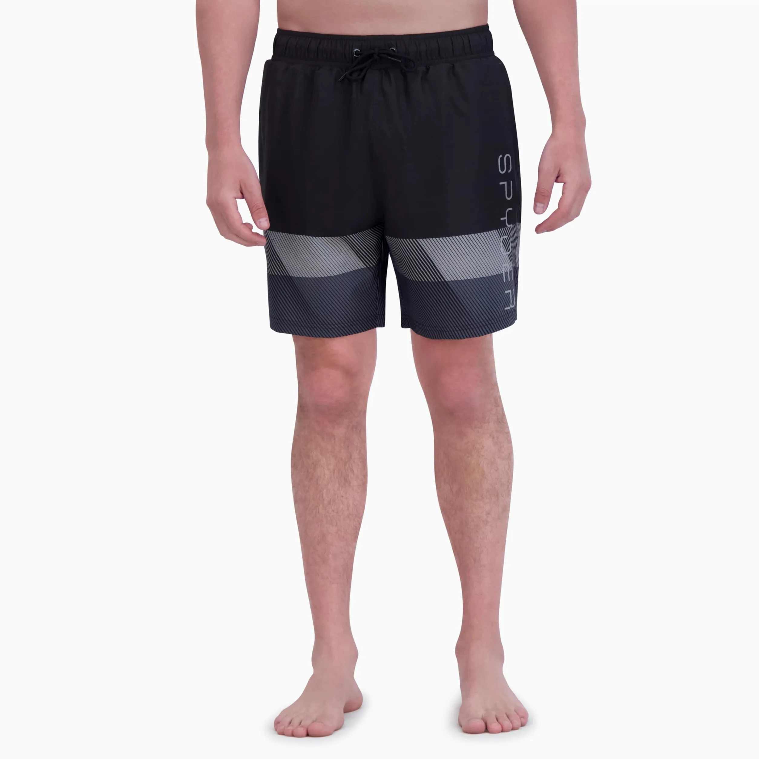 Spyder Spodenki kąpielowe Mężczyźni Swim Trunks, Stretch, Quick-dry, 7-inch Board Shorts, Upf+, Pockets, Compression Brief Liner