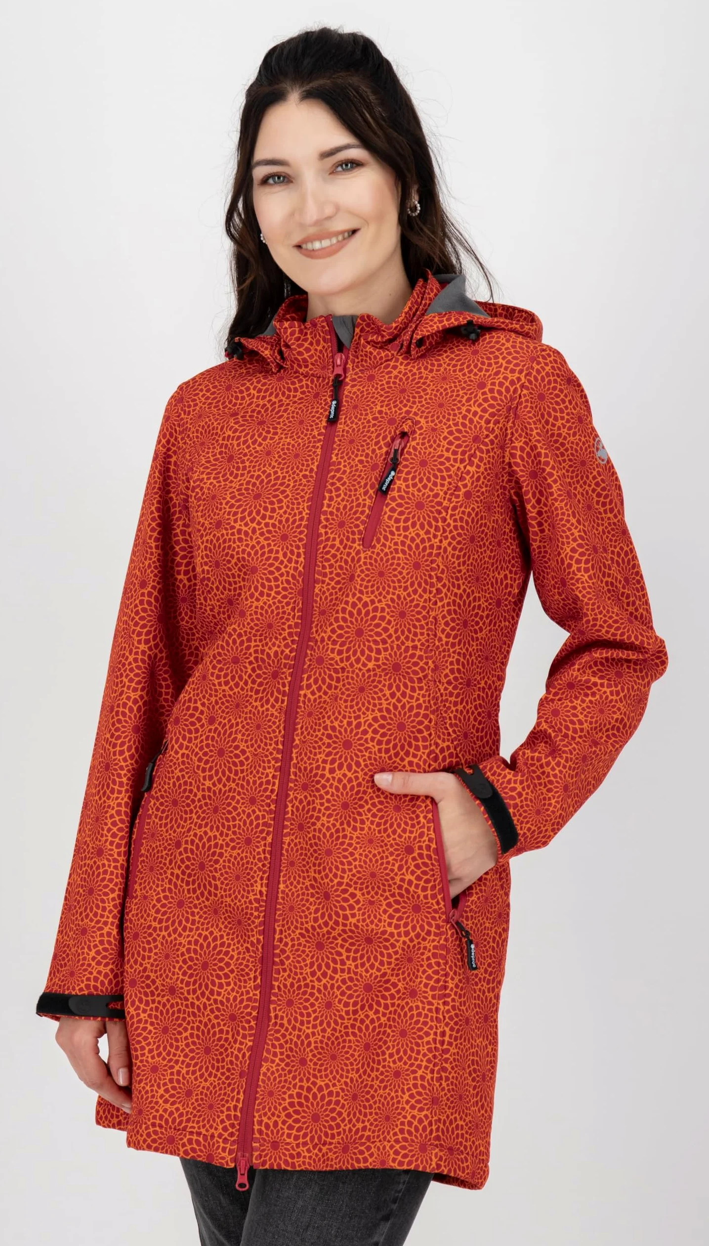DEPROC A.C.T.I.V.E Płaszcz softshell Kobiety Damen Softshellmantel Mit Abnehmbarer Kapuze Übergangsjacke Kurzmantel Shelby Long