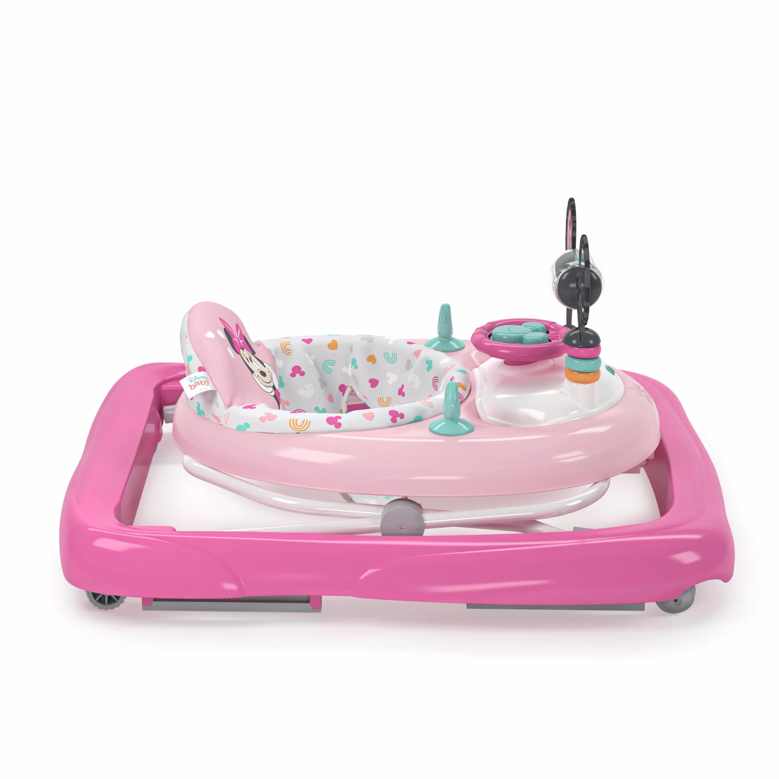 Bright Starts, Disney Baby, Minnie Forever Besties, chodzik i centrum aktywności 2 w 1, oświetlenie i muzyka, regulowana wysokość, łatwe składanie, od 6 miesięcy